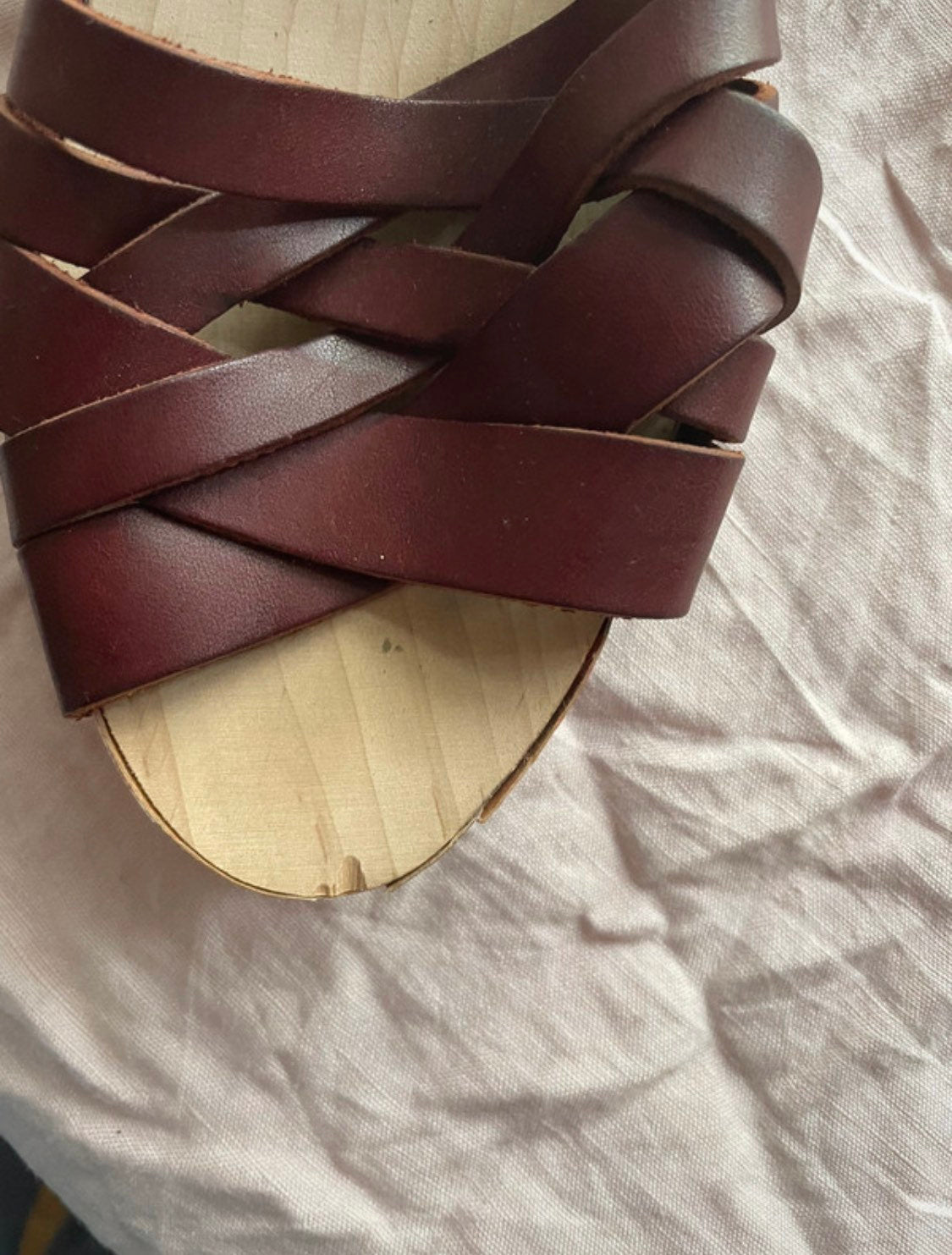 Vintage Isabel Marant platform sandals, leather in burgundy brown, open toe, floral detailed heel, bohemian grunge, EU 41