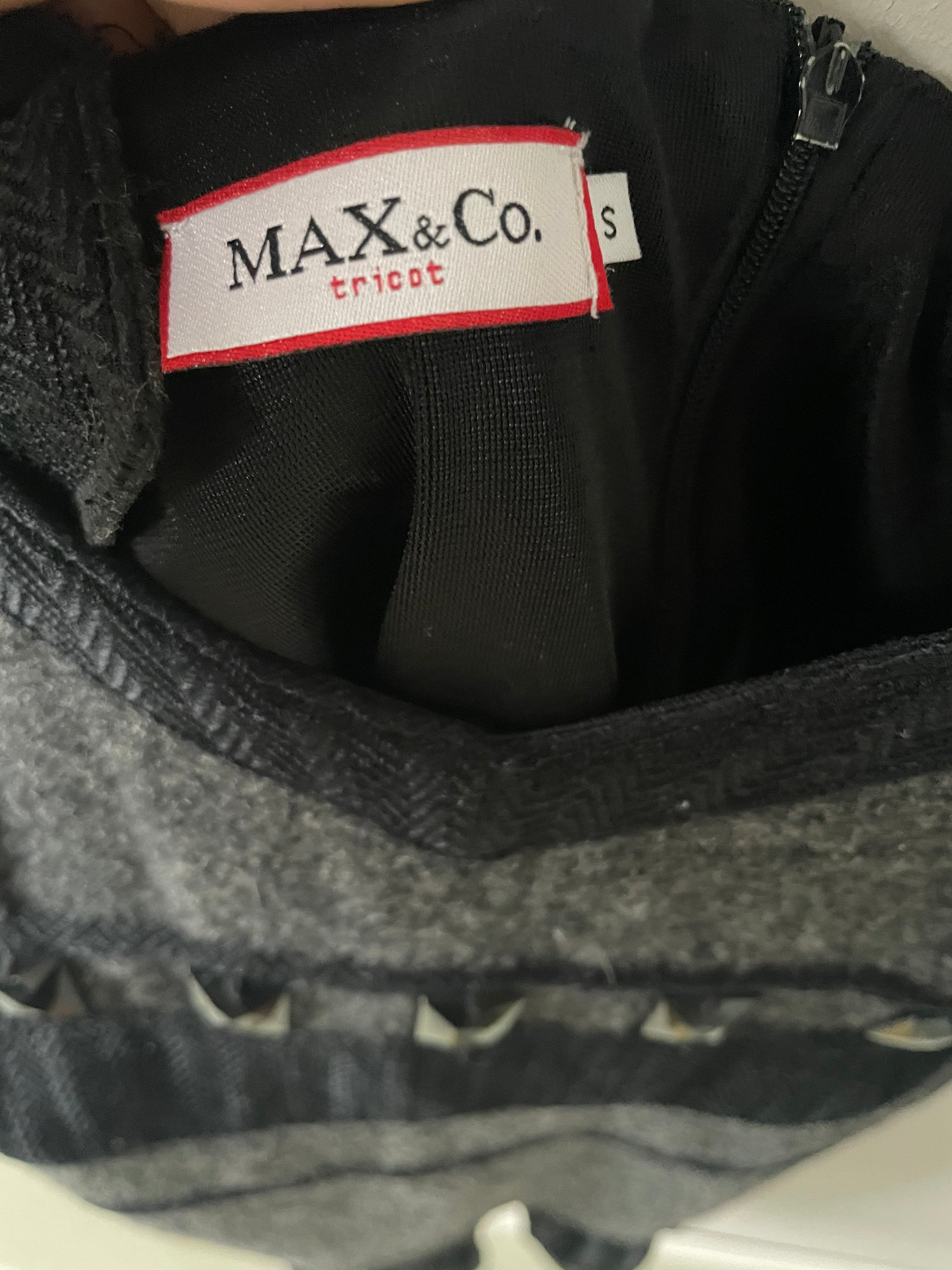 Wool and silk Max & Co studded dress, Designer holiday dress, Little black NYE dress, Vintage designer clothing