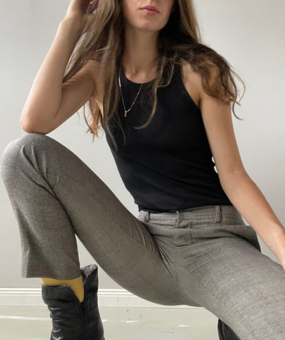 Max Mara Vintage Grey Wool Checkered Trousers