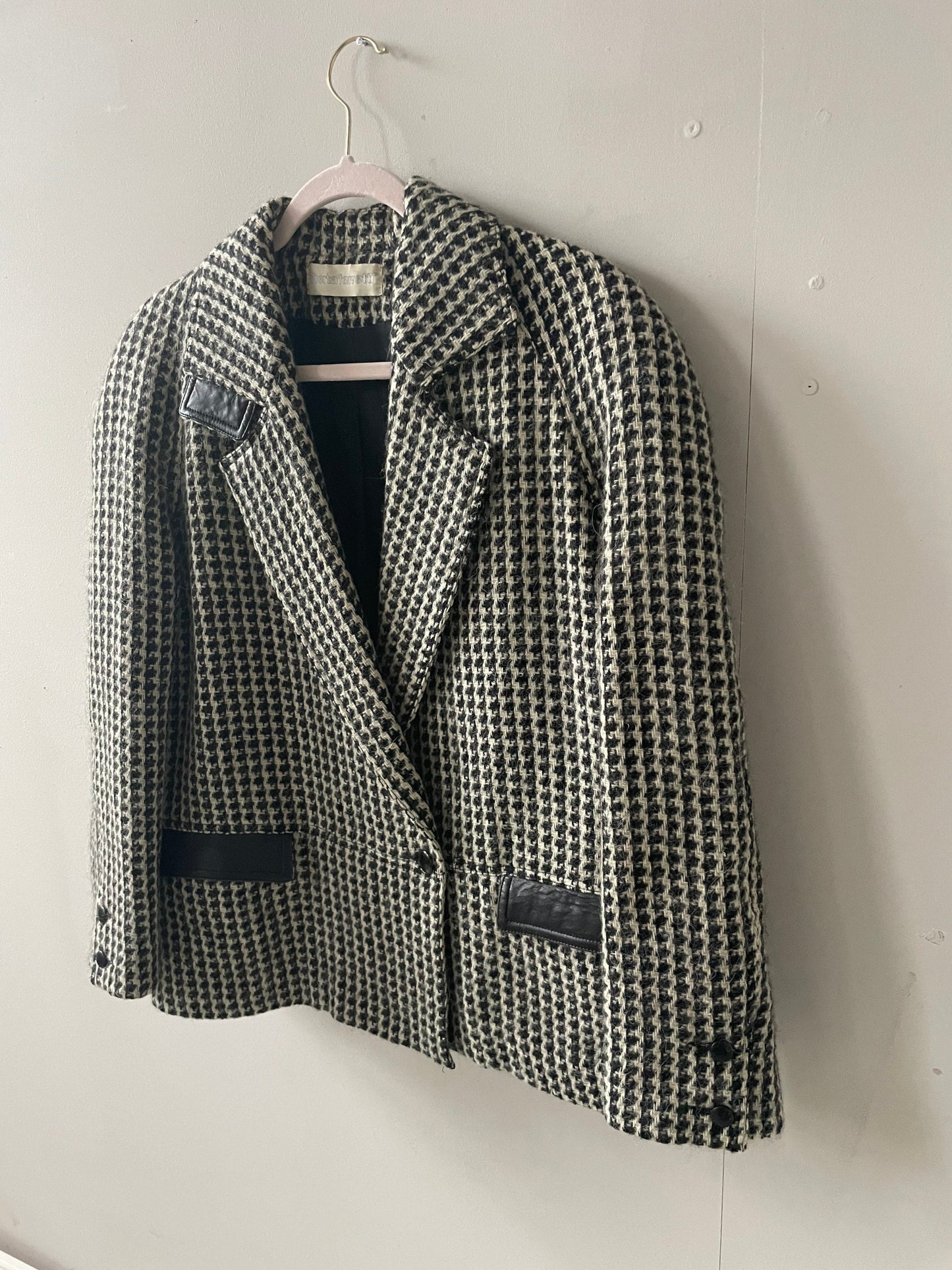 ALBERTA FERRETTI houndstooth patterned Alpaca wool blend blazer, Light academia blazer, Wool fall blazer, designer blazer, L