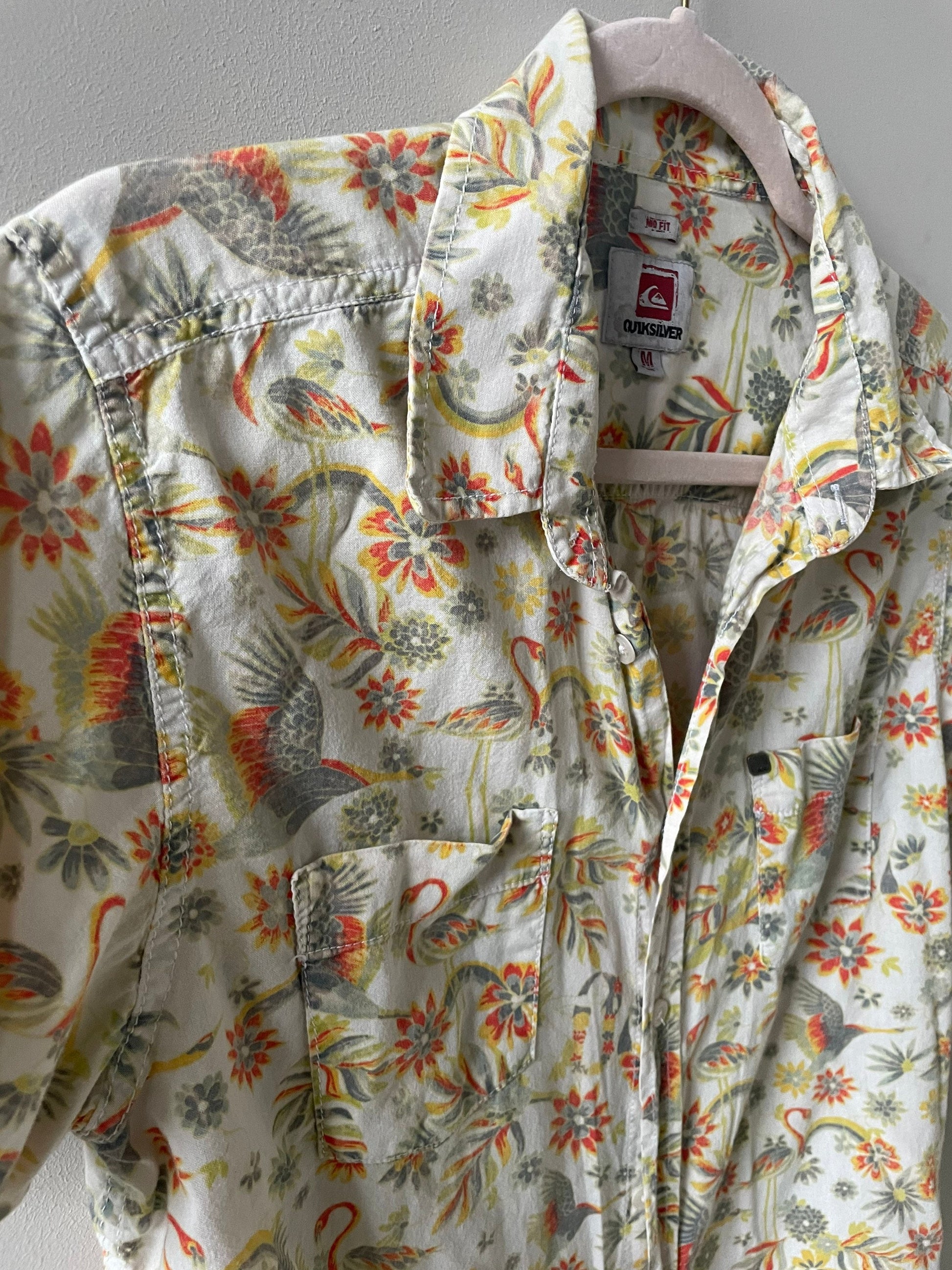 Retro vintage men's button up, Quicksilver Shirt, 70s shirt, Surfer shirt, Vintage short sleeve button up