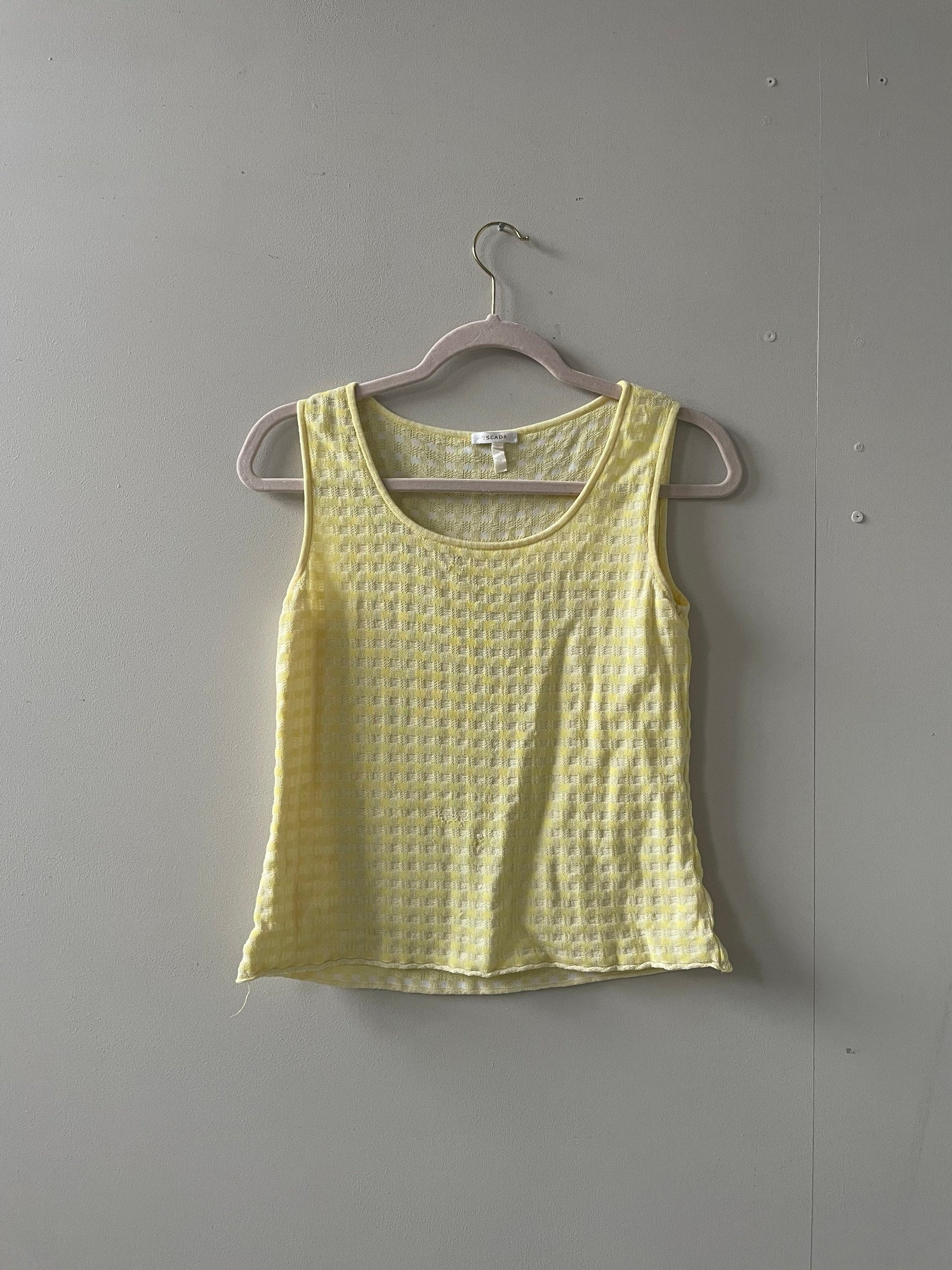 Vintage Escada pastel yellow tank, Vintage designer top, Summer tank, Cute summer top, Yellow tank, Vintage designer top