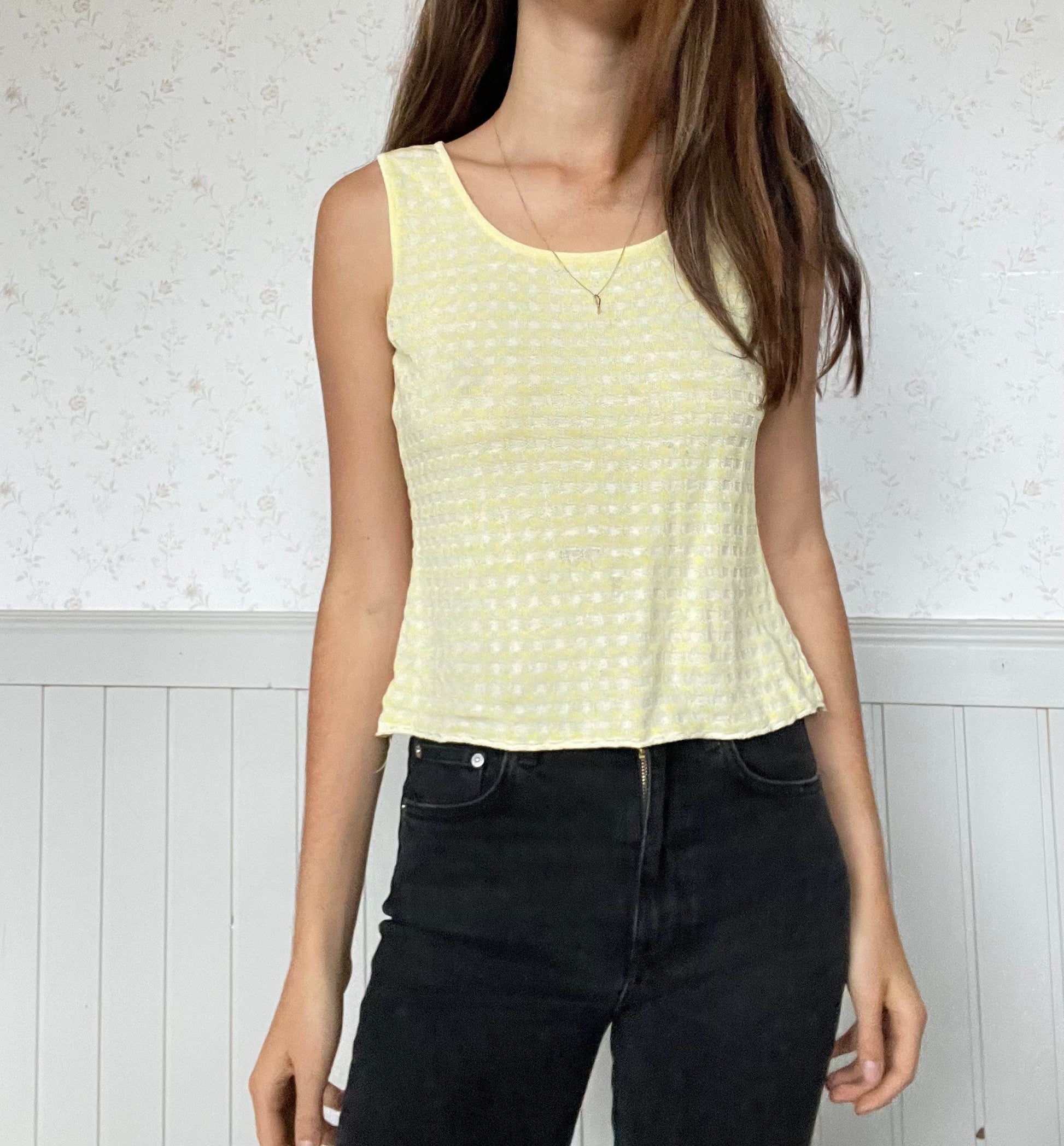 Vintage Escada pastel yellow tank, Vintage designer top, Summer tank, Cute summer top, Yellow tank, Vintage designer top