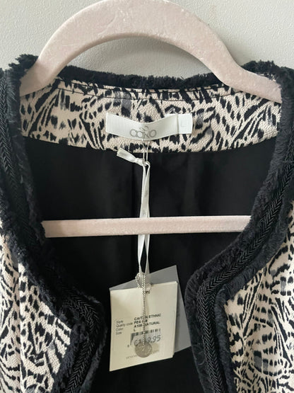 Aaiko Black & White Fringe Jacket - Boho Festival Cardigan