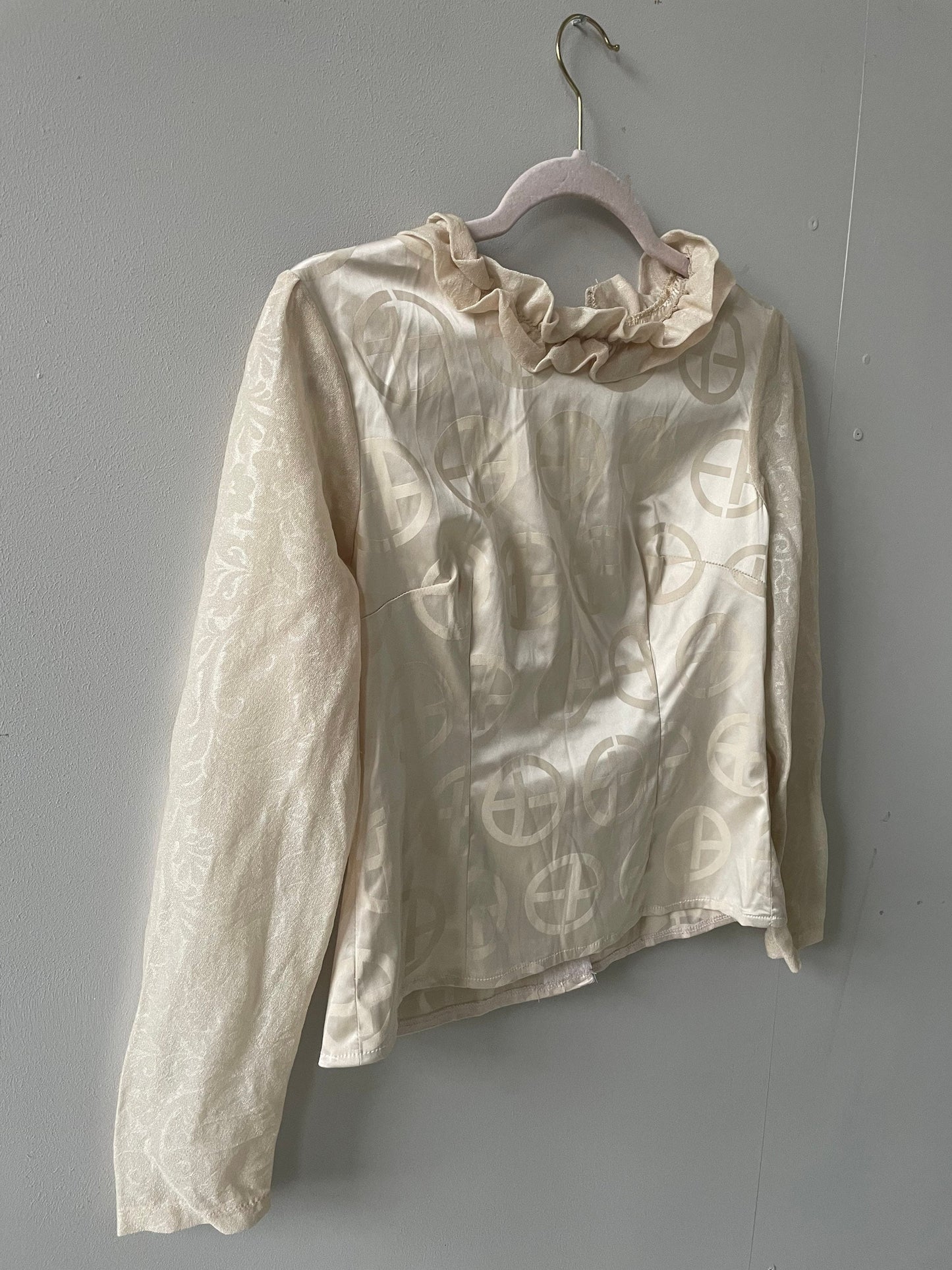 Ruffled blouse, Collared shirt, Handmade top, Victorian top, Vintage french blouse, Antique blouse, Edwardian blouse, Romantic top, S