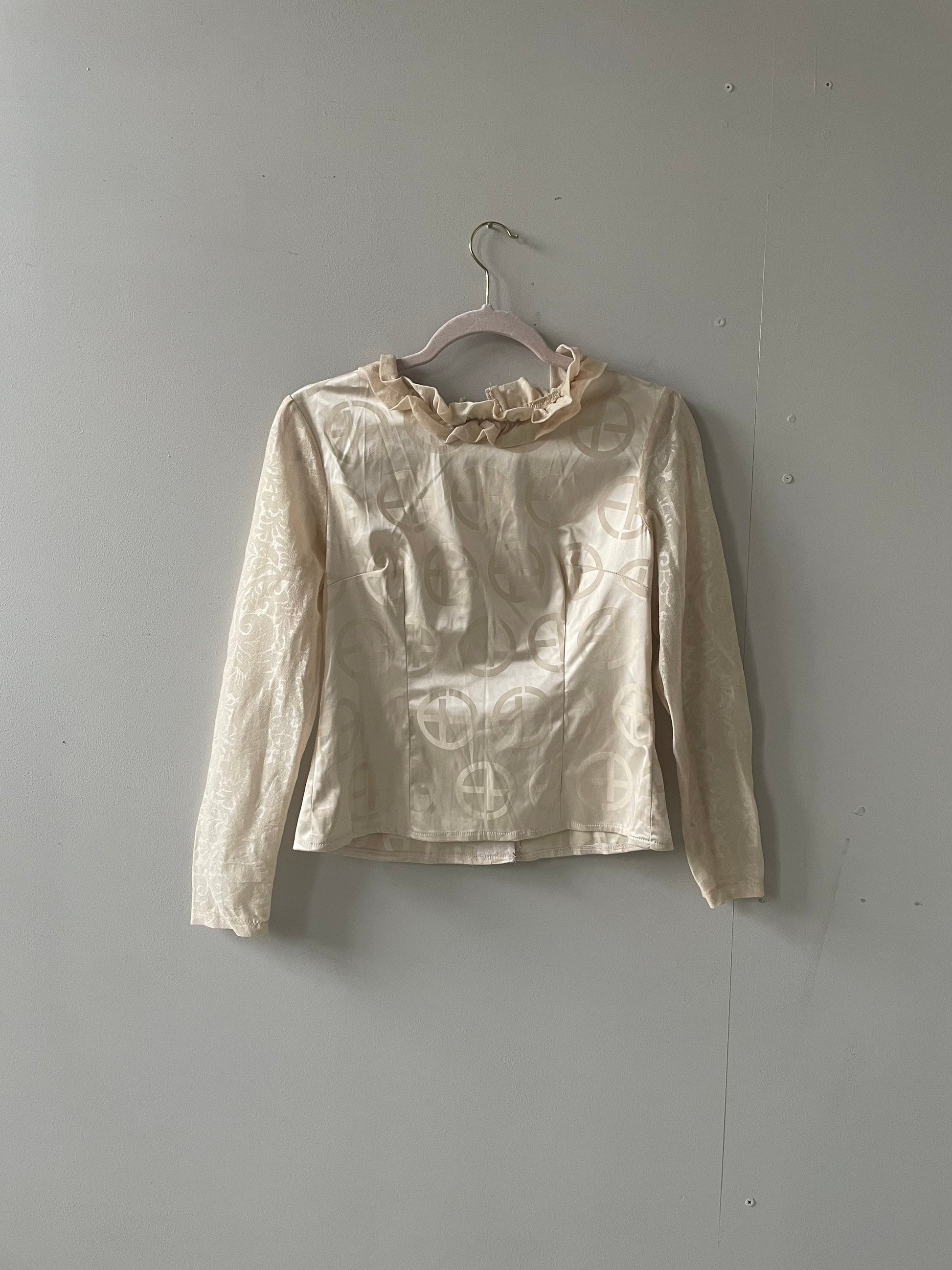 Ruffled blouse, Collared shirt, Handmade top, Victorian top, Vintage french blouse, Antique blouse, Edwardian blouse, Romantic top, S