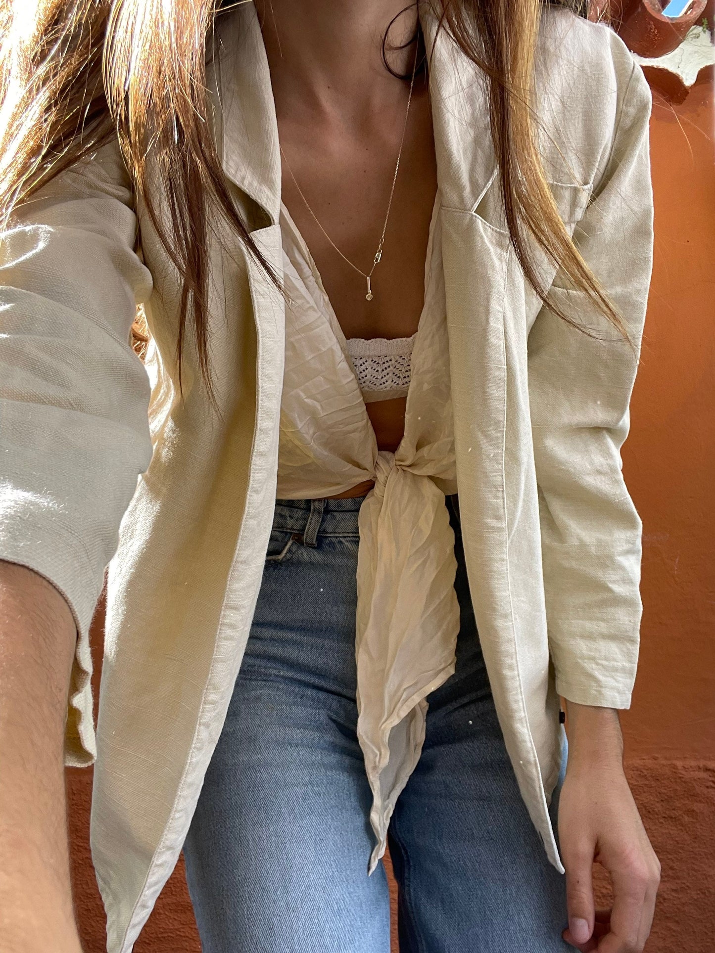 Neutral linen blazer jacket, Vintage smart blazer, Australian natural women clothing, Retro women's clothing, Autumn jacket,