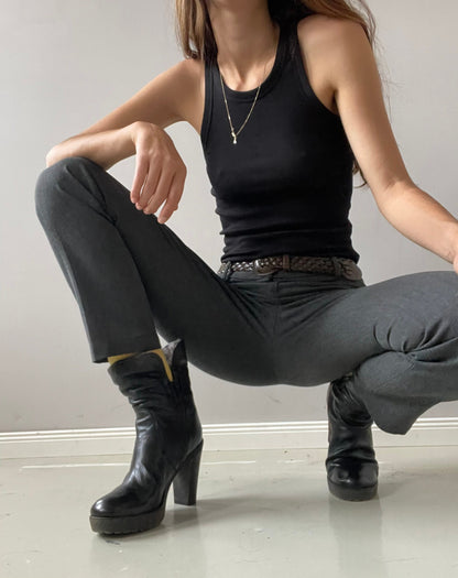 Weekend Max Mara Grey Cigarette Trousers — fabric close-up