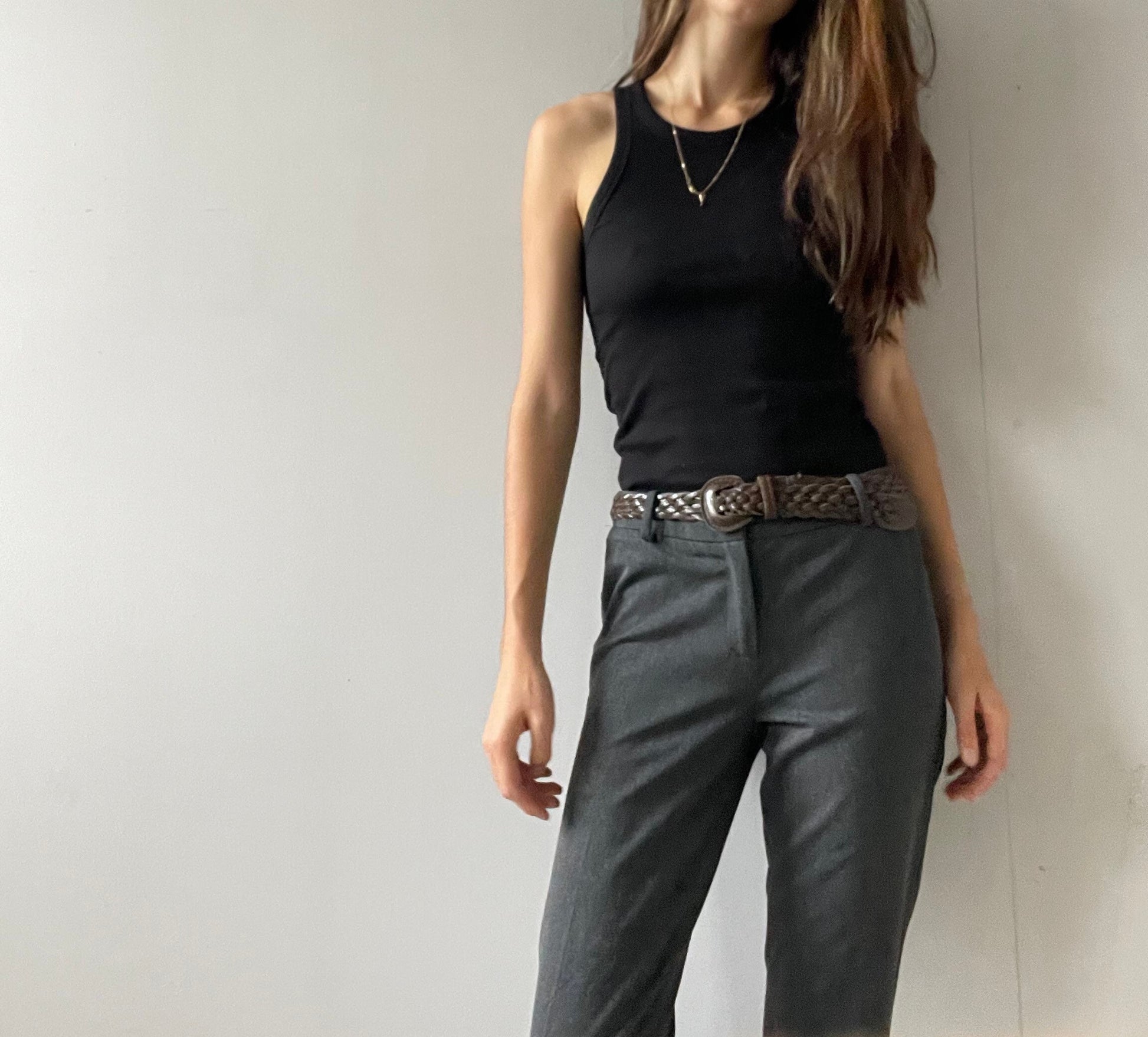 Weekend Max Mara grey trousers, Designer trousers, Cigarette trousers, Vintage design clothing, Office wear, Formal branded hip pants