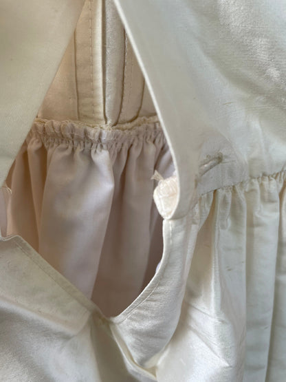 Vintage Handmade White Flower Girl Dress — fabric close-up