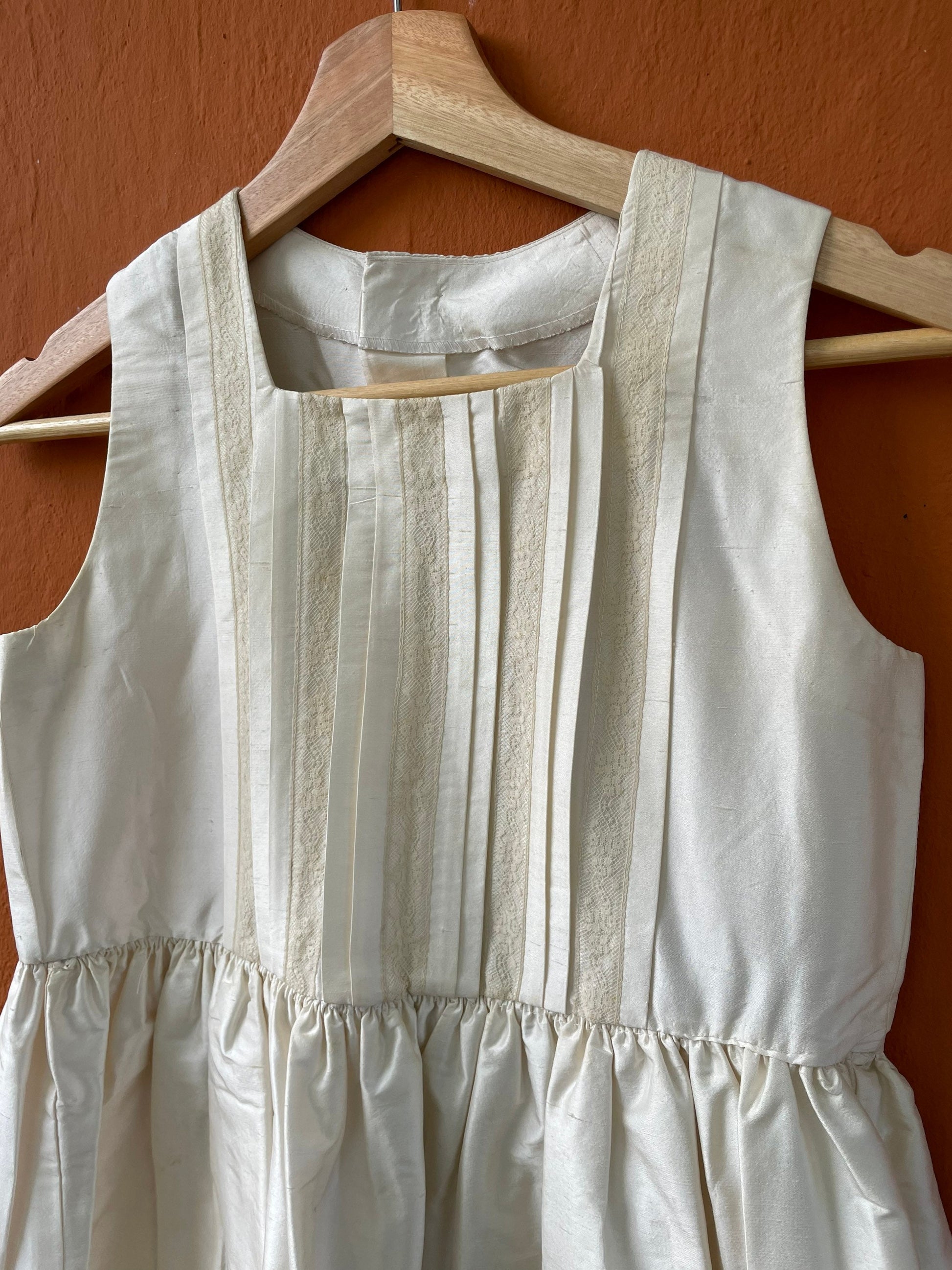 Eggshell flower girl dress, vintage handmade white girl gown, Cottage short long children dress, Dreamy white princess communion dress, C