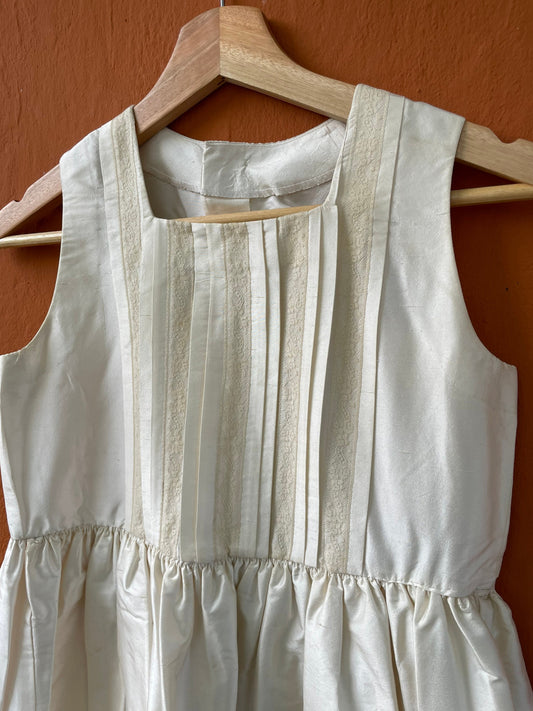 Eggshell flower girl dress, vintage handmade white girl gown, Cottage short long children dress, Dreamy white princess communion dress, C