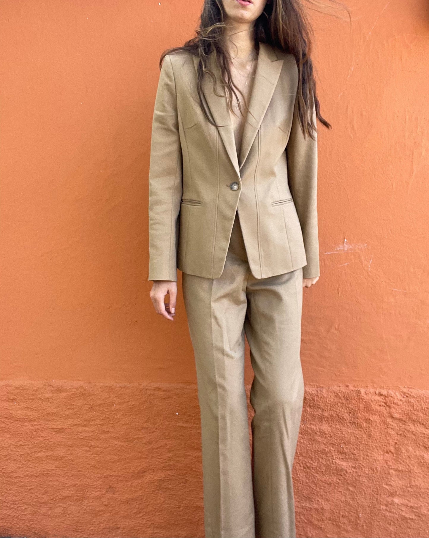 Contemporary Taupe Suit Set - Sleek Blazer and Tailored Trousers, Basic earthy lounge set, boheme two piece, beige house set, pant suits