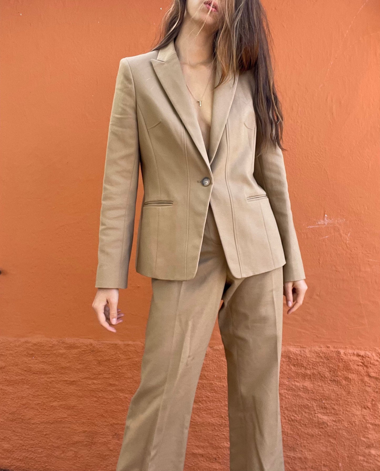 Contemporary Taupe Suit Set - Sleek Blazer and Tailored Trousers, Basic earthy lounge set, boheme two piece, beige house set, pant suits