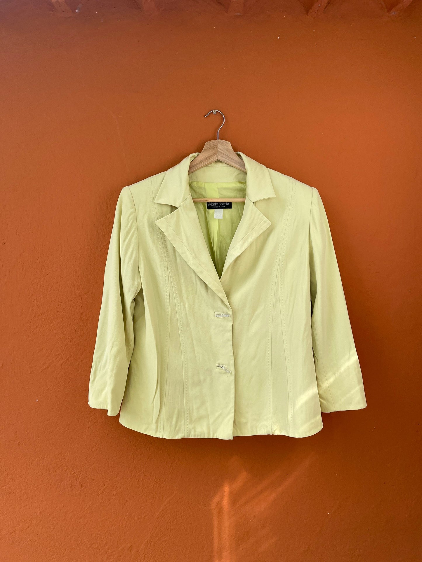 Vintage apple green Marta Palmieri formal blazer jacket, Feminine event wear, Classic design blazer