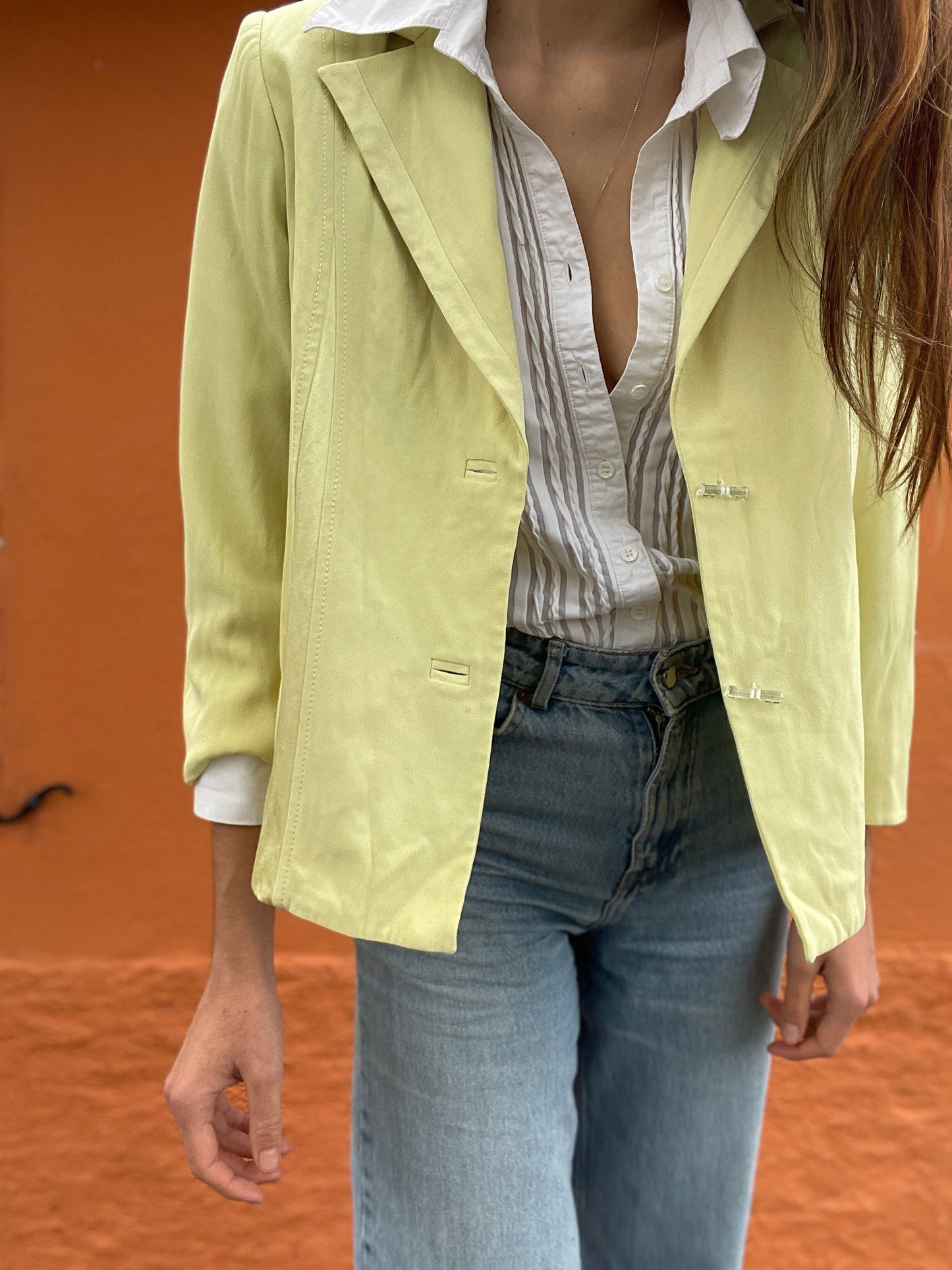 Vintage apple green Marta Palmieri formal blazer jacket, Feminine event wear, Classic design blazer