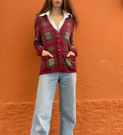 Vintage Pierre Cardin Red Cardigan — back view