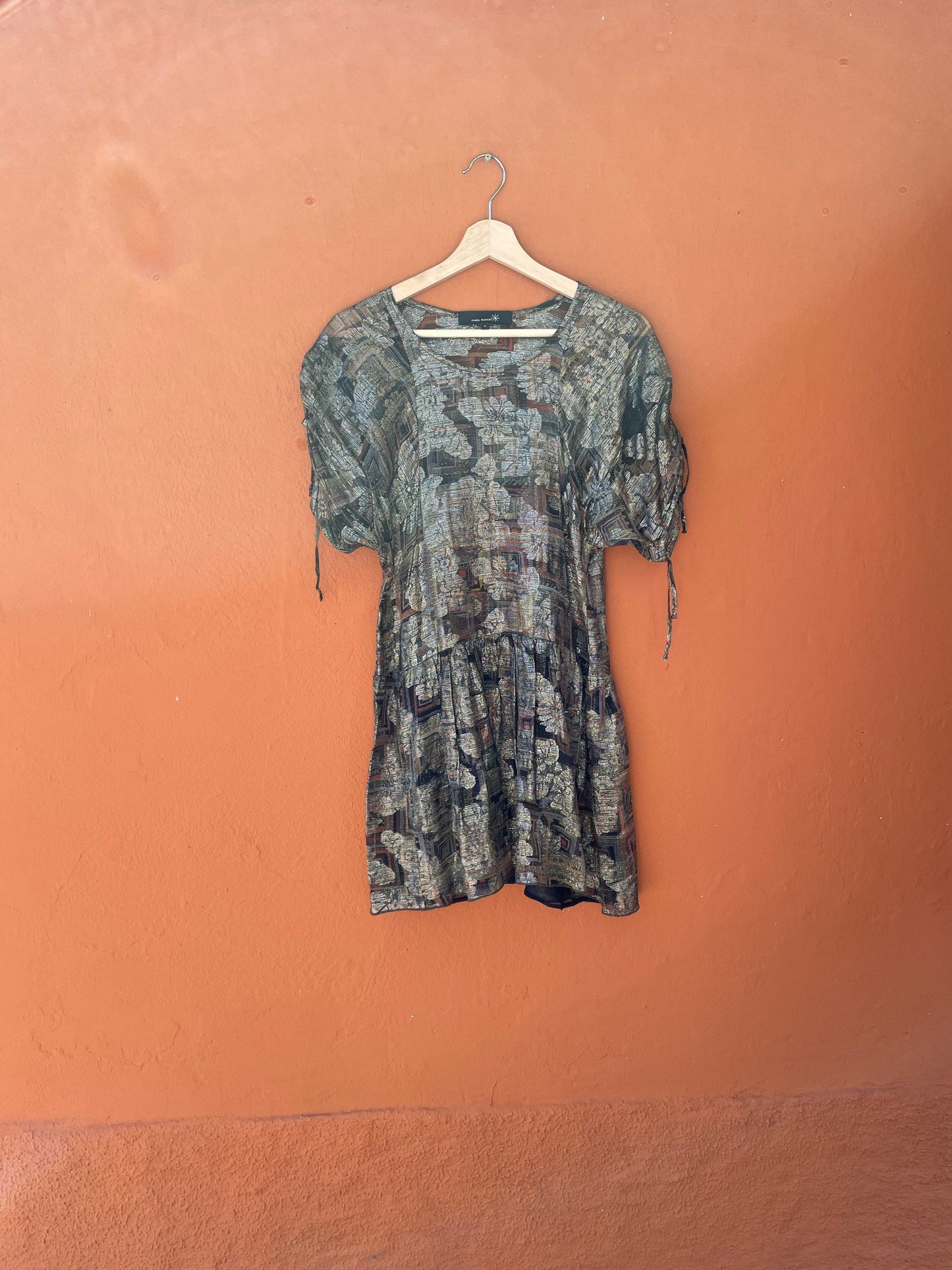 Isabel Marant french designer mini dress, Short golden glitter summer dress, Disco party outfit, Branded vintage clothing,