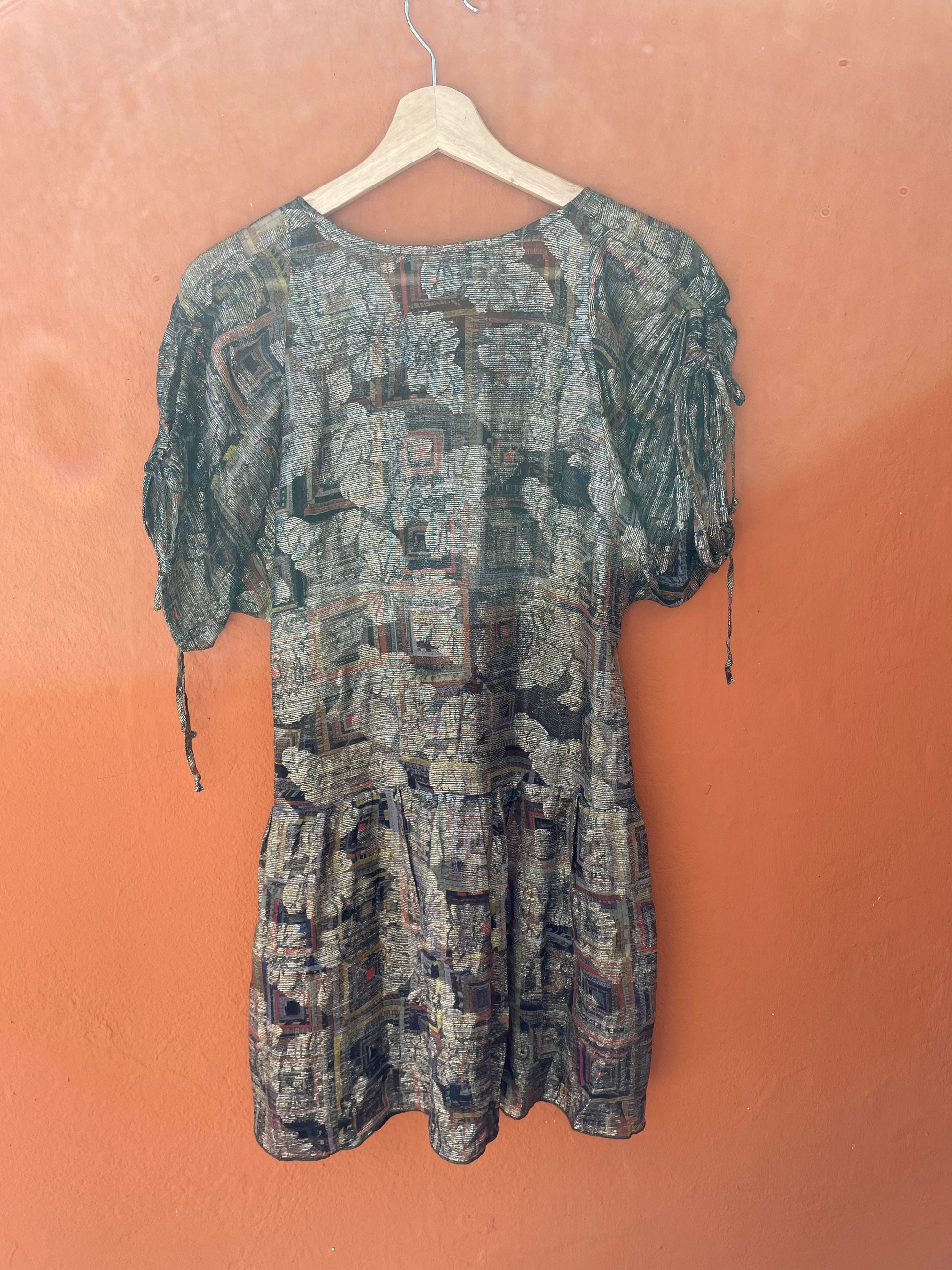 Isabel Marant french designer mini dress, Short golden glitter summer dress, Disco party outfit, Branded vintage clothing,