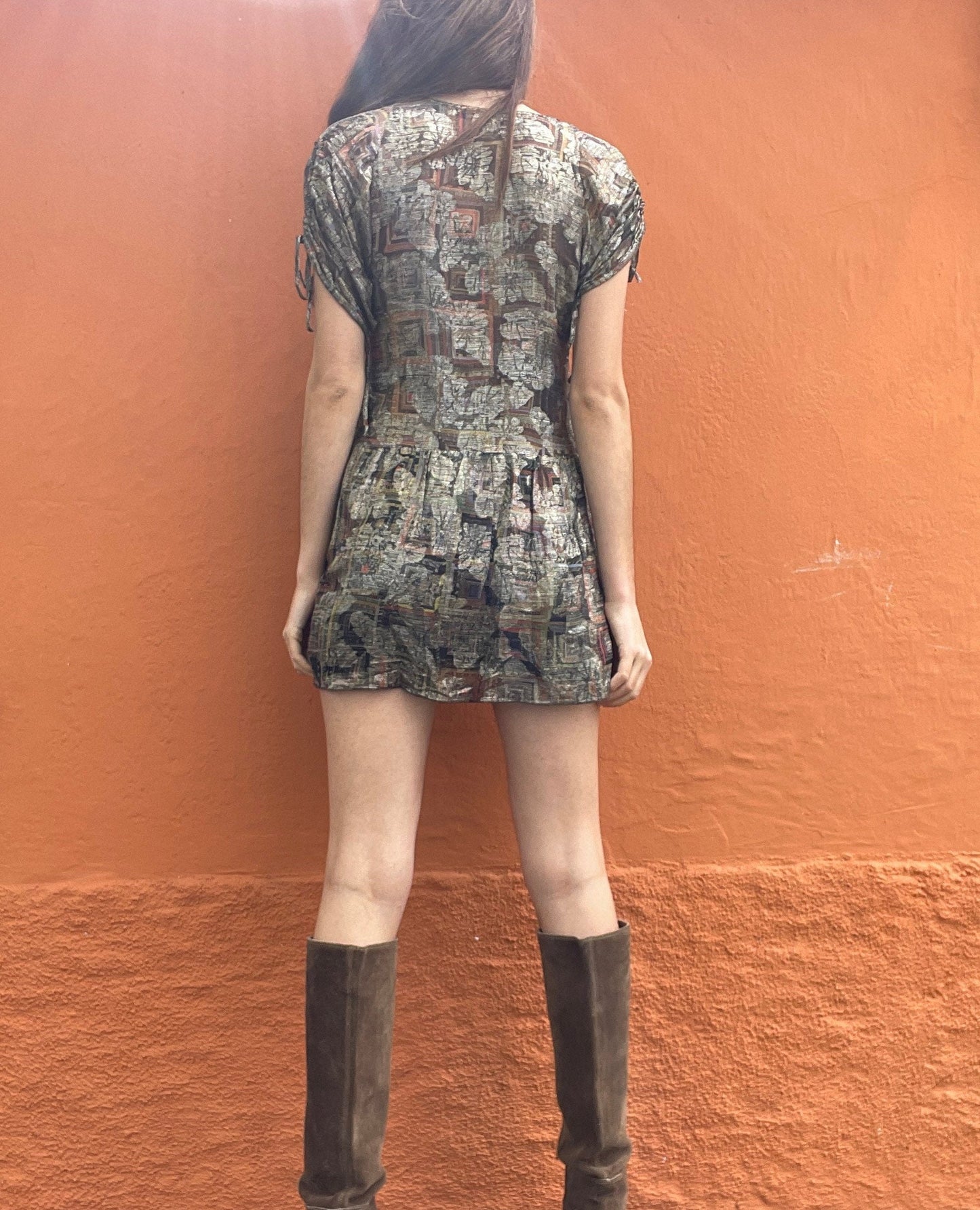 Isabel Marant french designer mini dress, Short golden glitter summer dress, Disco party outfit, Branded vintage clothing,