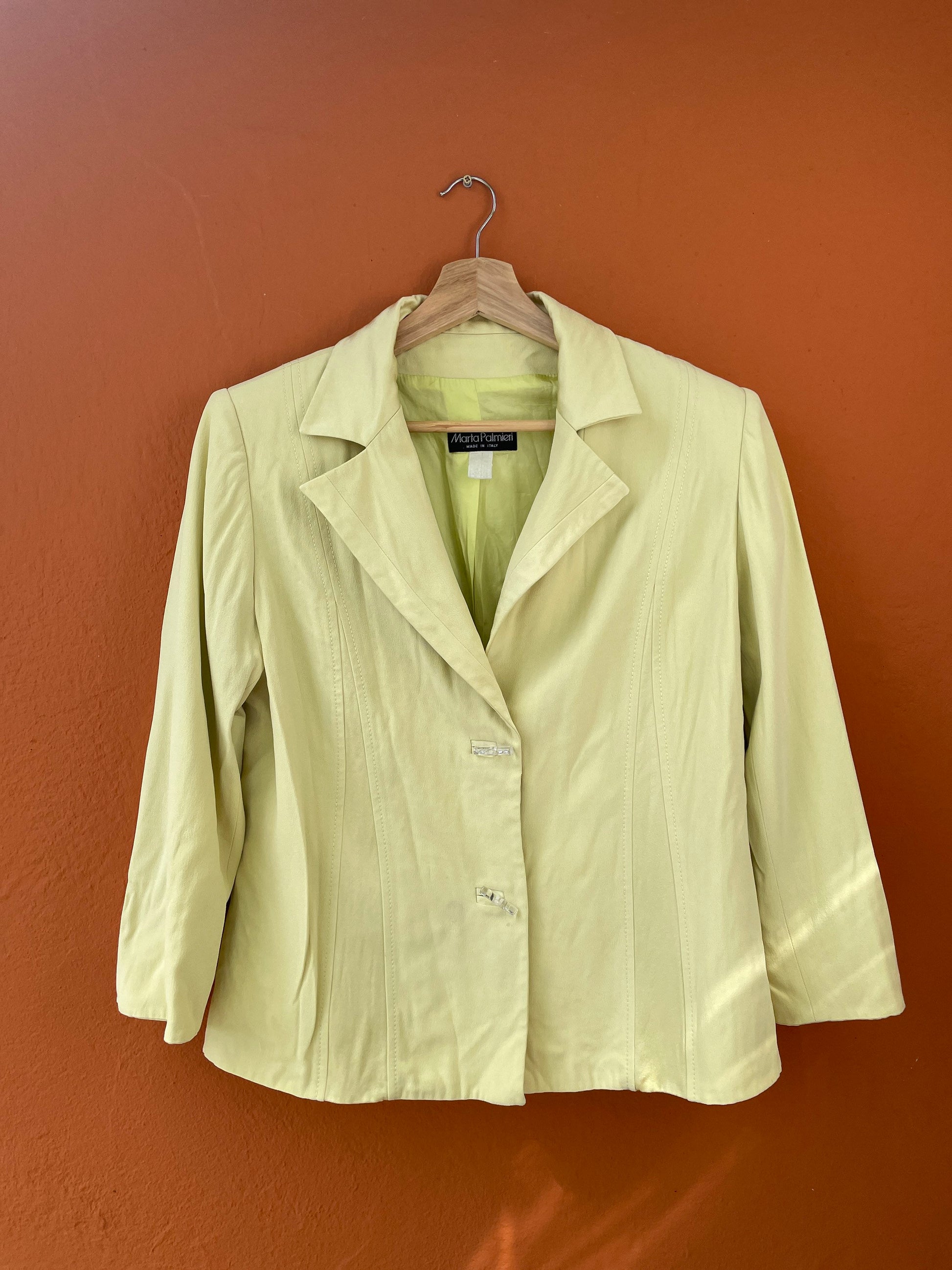 Vintage apple green Marta Palmieri formal blazer jacket, Feminine event wear, Classic design blazer