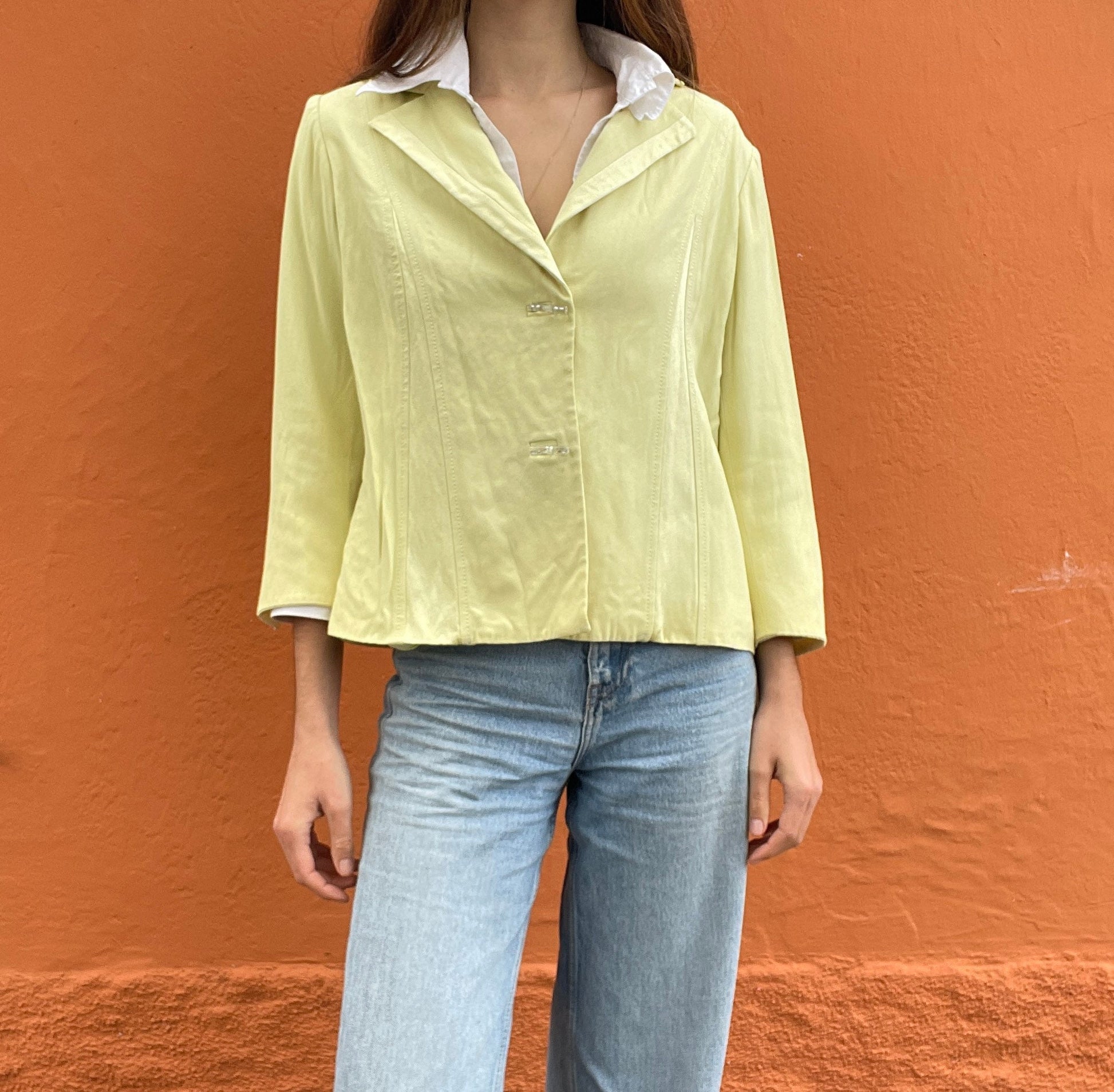 Vintage apple green Marta Palmieri formal blazer jacket, Feminine event wear, Classic design blazer