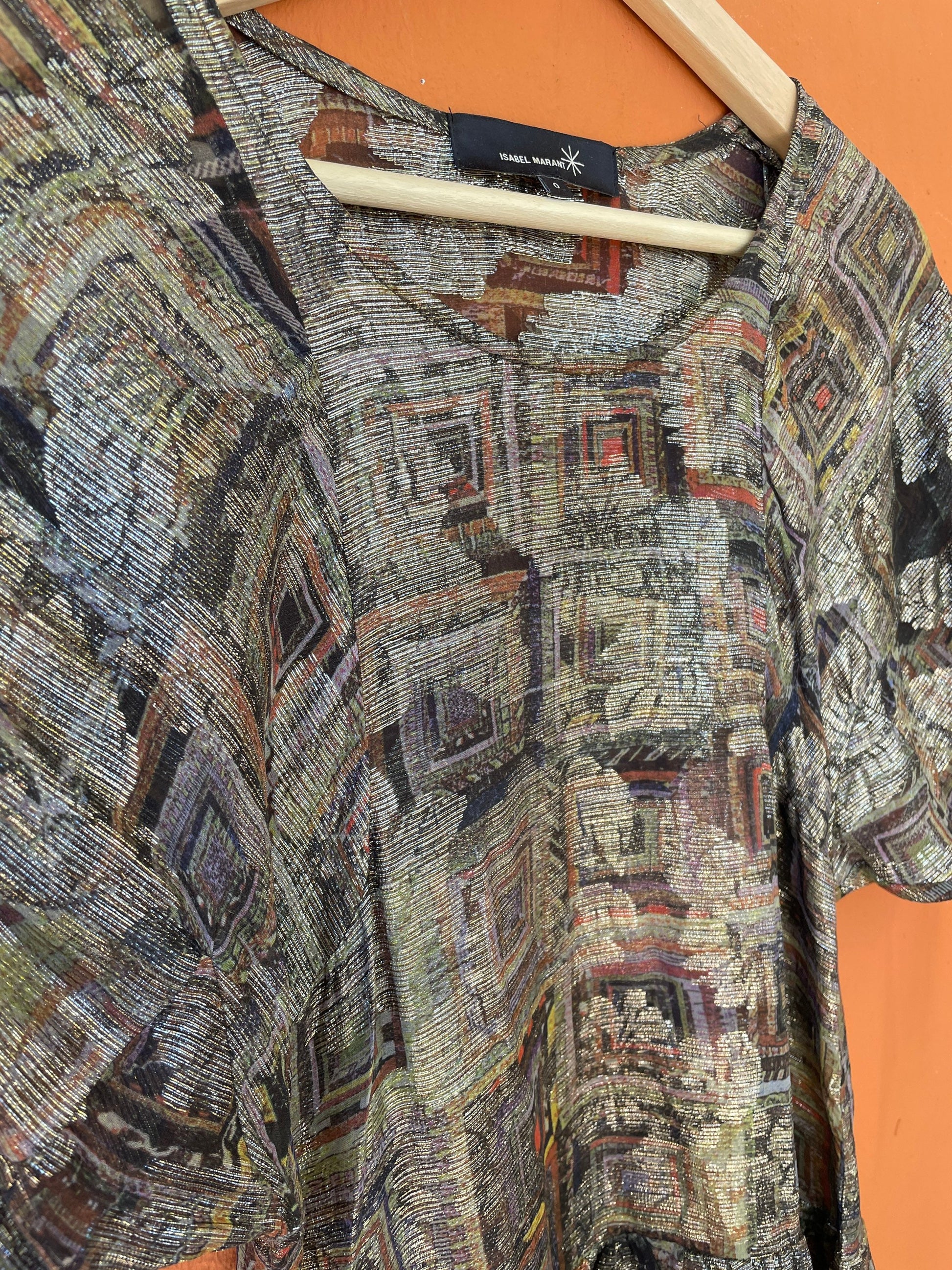 Isabel Marant french designer mini dress, Short golden glitter summer dress, Disco party outfit, Branded vintage clothing,