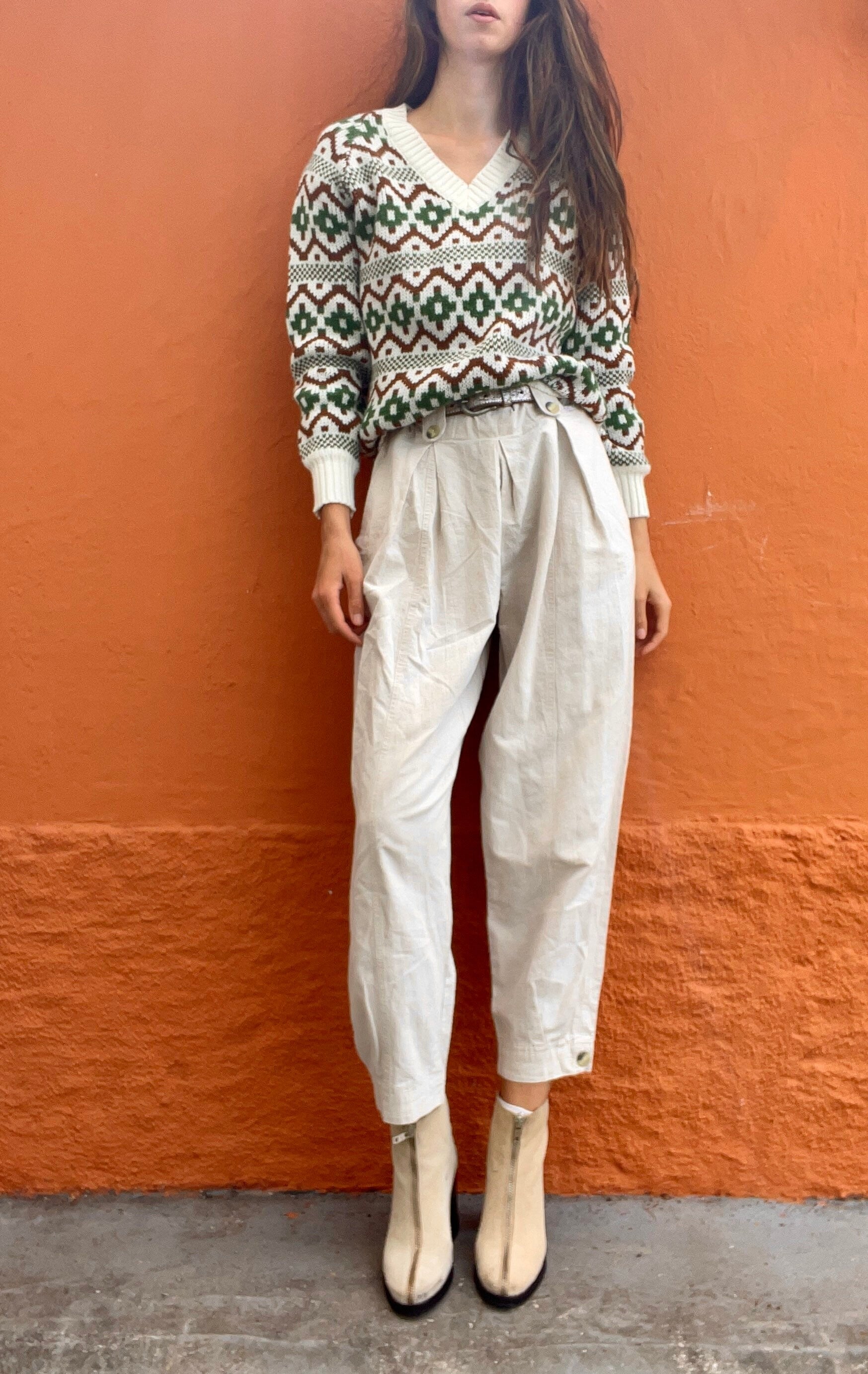 Vintage sweater with groovy pattern, Après-ski jumper, Vintage christmas sweater, Peruvian jumper, Handmade jumper, Ethical