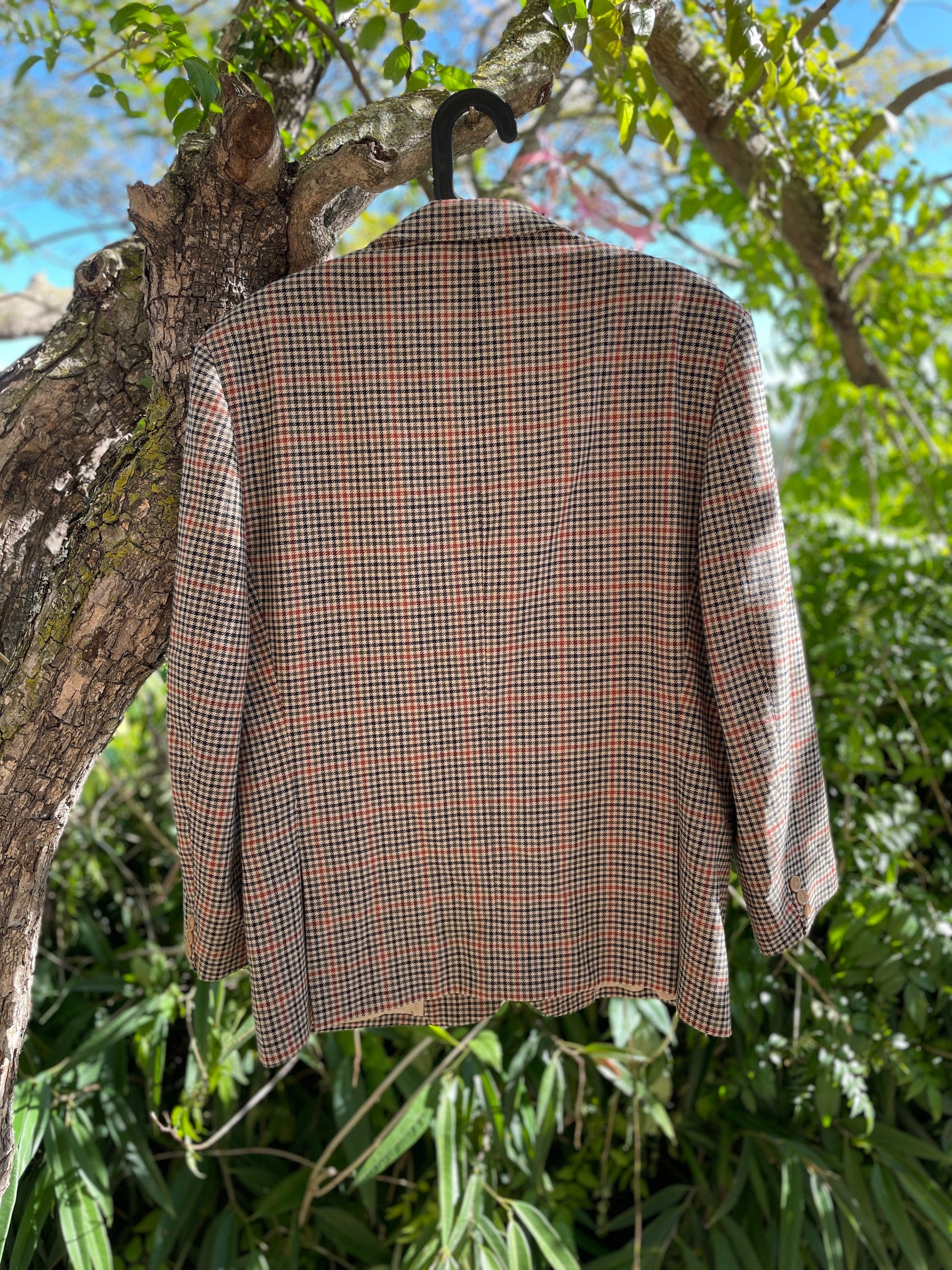 Light Academia wool plaid blazer, True vintage smart autumn coat, Tartan jacket, Plaided winter blazer, Houndstooth stylish jacket