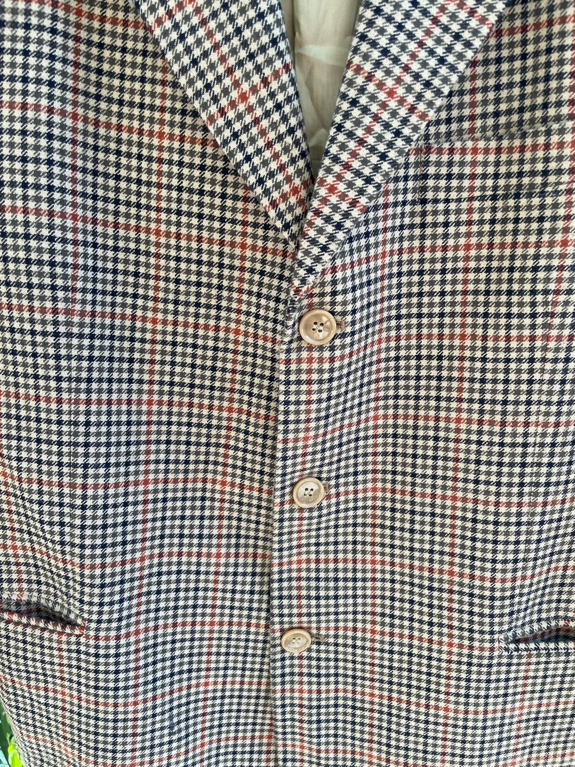 Light Academia wool plaid blazer, True vintage smart autumn coat, Tartan jacket, Plaided winter blazer, Houndstooth stylish jacket