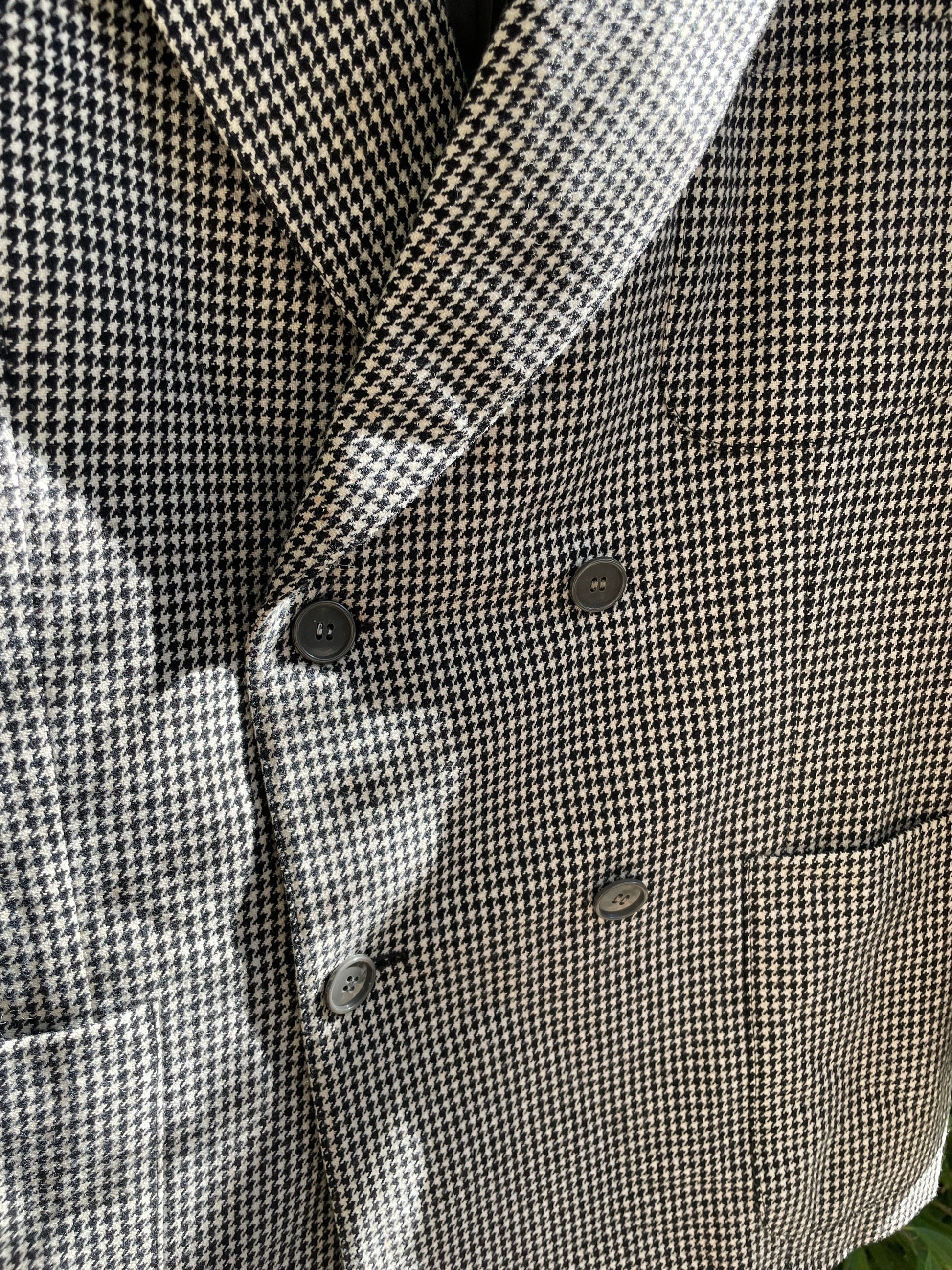 Vintage black and white houndstooth plaid women blazer, Light academia blazer, Retro smart oversized women's clothing,