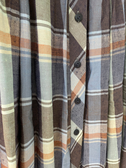 Blue and Brown Plaid Midi Skirt — additional view 7