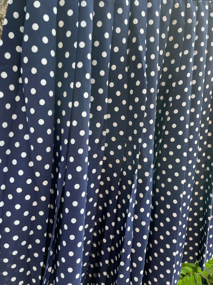 Vintage Navy Polka Dot Skirt Retro Elastic Waist Mini