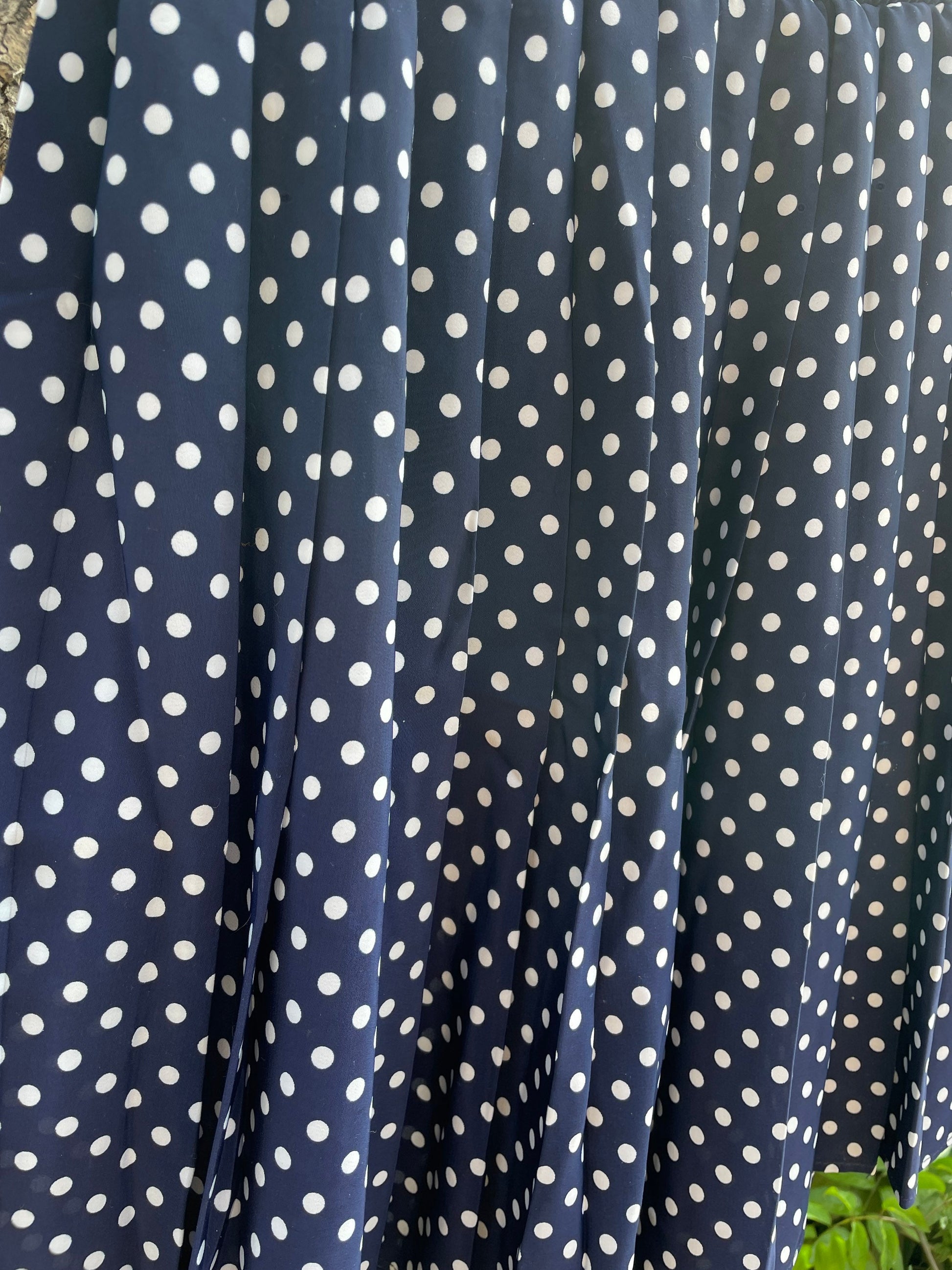 Vintage Navy Polka Dot Mini Skirt | Retro Elastic Waist Skater Skirt