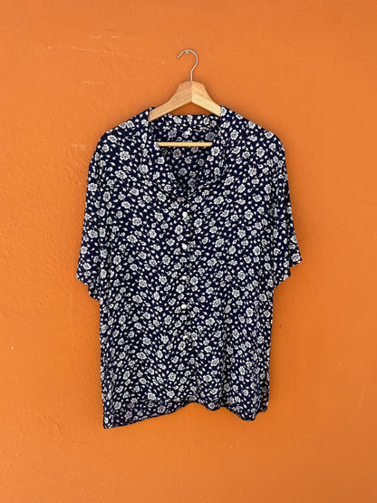 Vintage Blue Floral Cropped Blouse — additional view 7