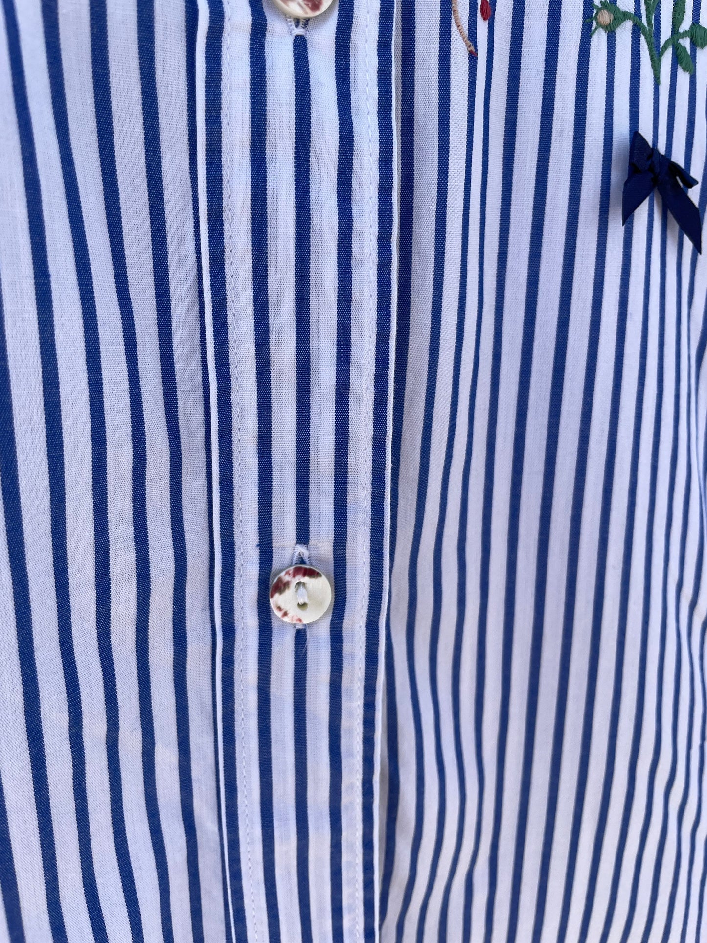 Christmas button up shirt, cotton embroidered blouse, Size M