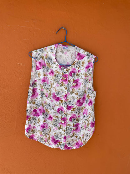 Pink Floral Cotton Blouse — detail