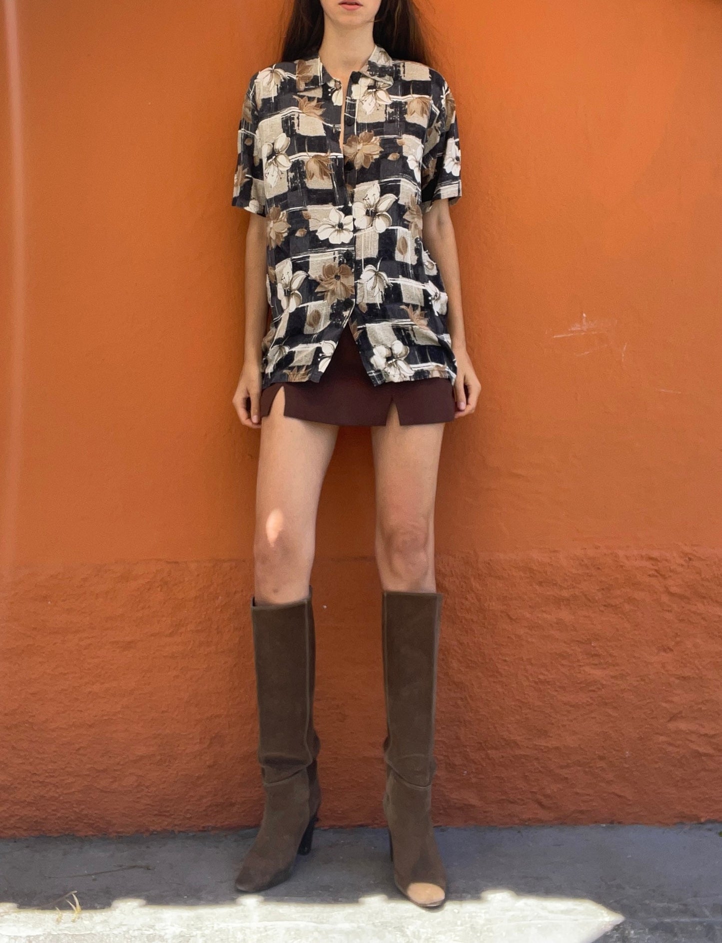 Vintage Groovy Woman Blouse Oversized 80s Retro Floral Shirt Lightweight Summer Hippie Top