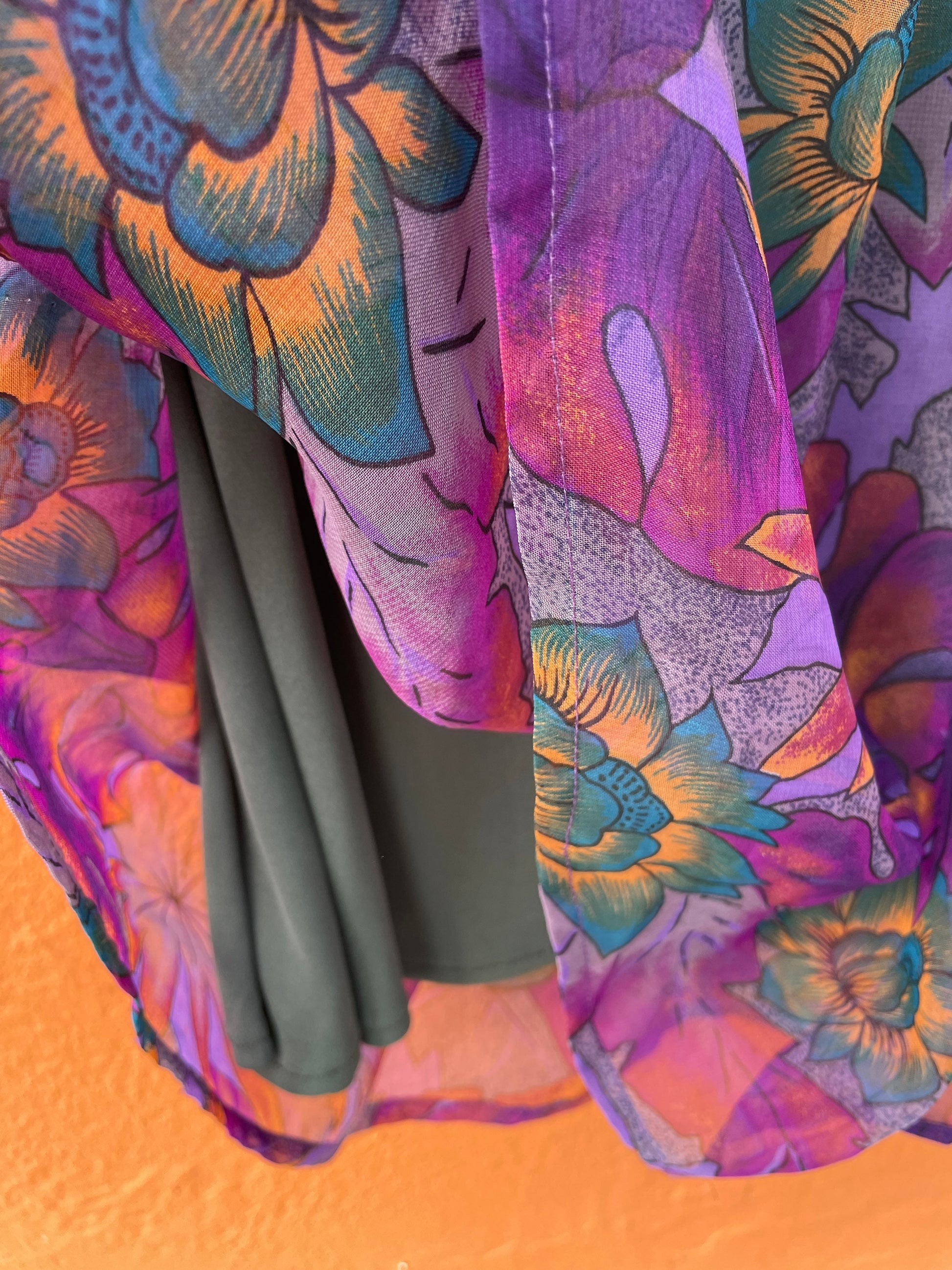 Vintage Purple Floral Maxi Skirt – Made in Italy