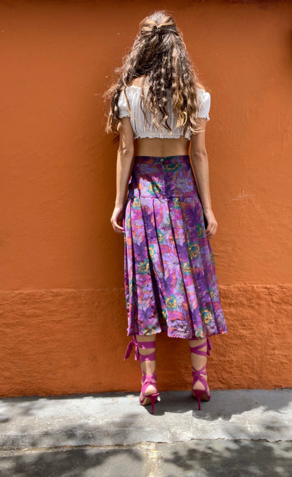 Vintage Purple Floral Maxi Skirt — additional view 7