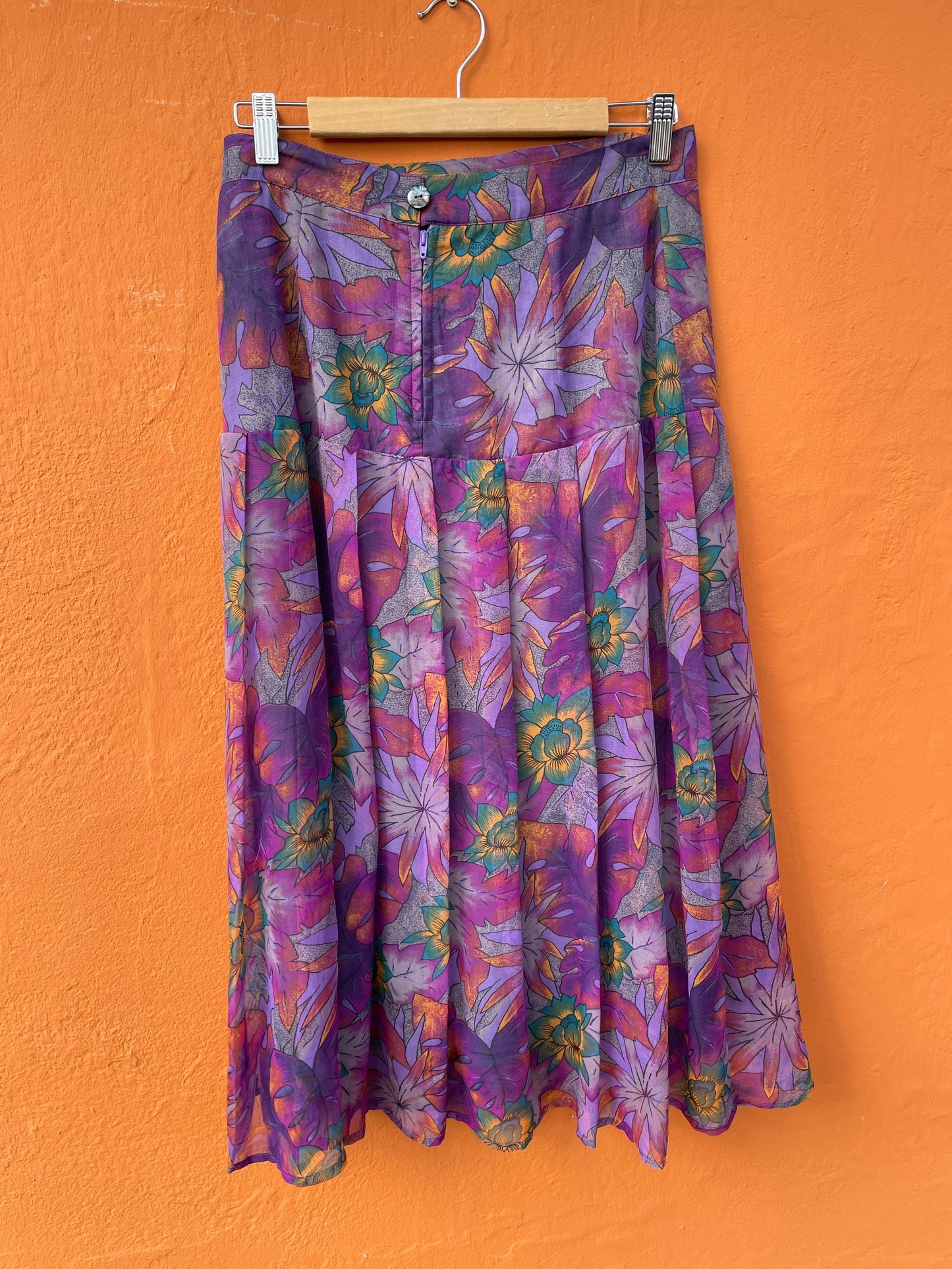Long high waist summer skirt, Vintage purple floral feminine skirt, Long elegant skirt, True vintage Maxi skirt