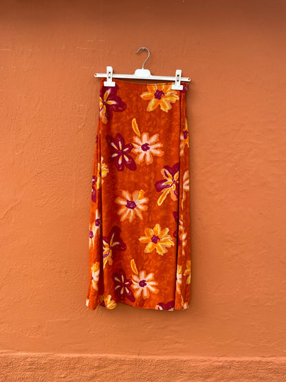 Orange Floral High Waist Maxi Skirt — additional view 8