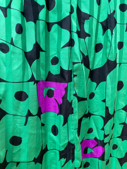 Vintage Floral Wrap Skirt 80s Green Purple Boho Midi