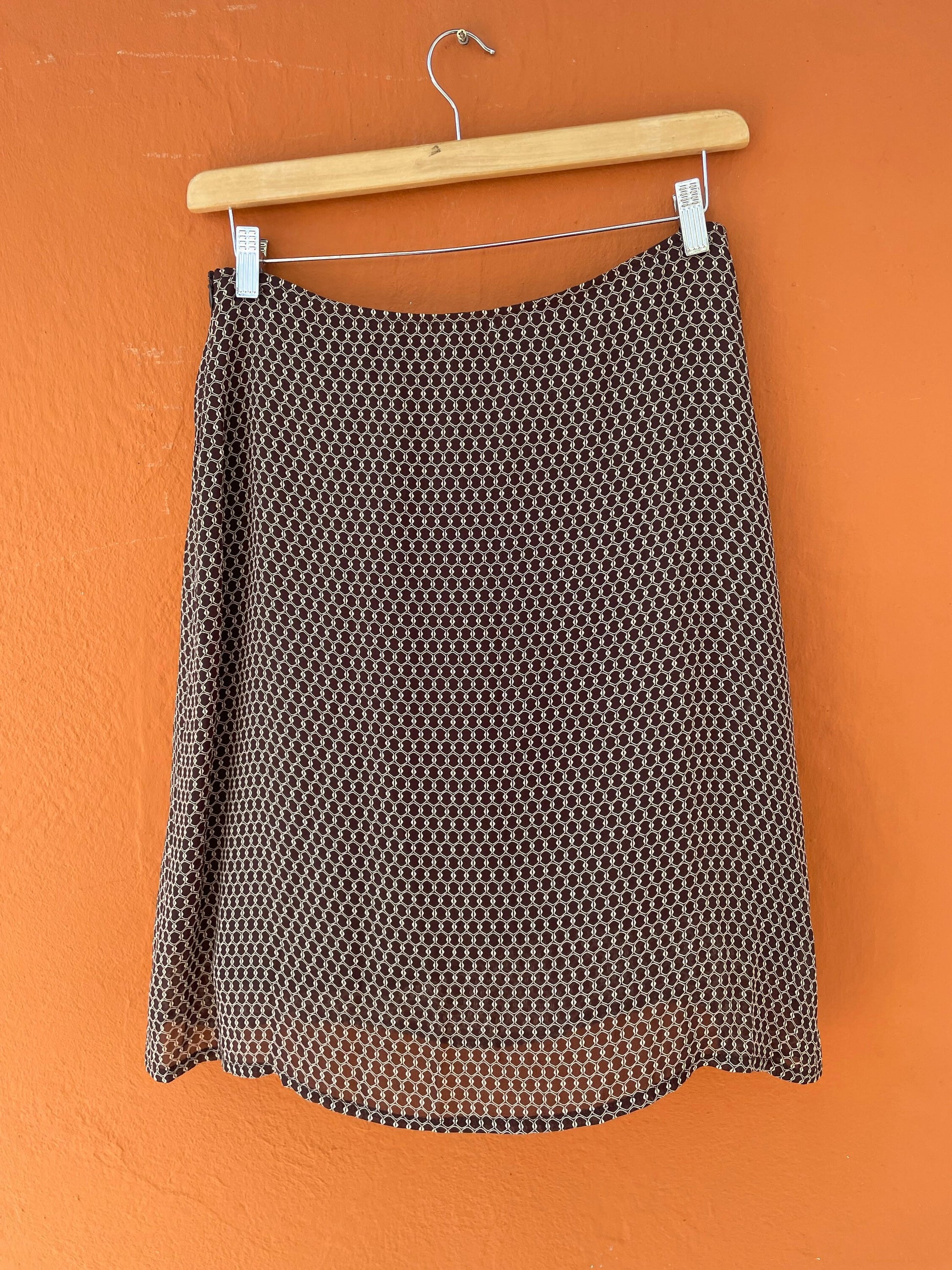 Vintage Andrea Maré lightweight summer skirt, Brown formal midi skirt, Italian Designer skirt, Loose A - line skirt