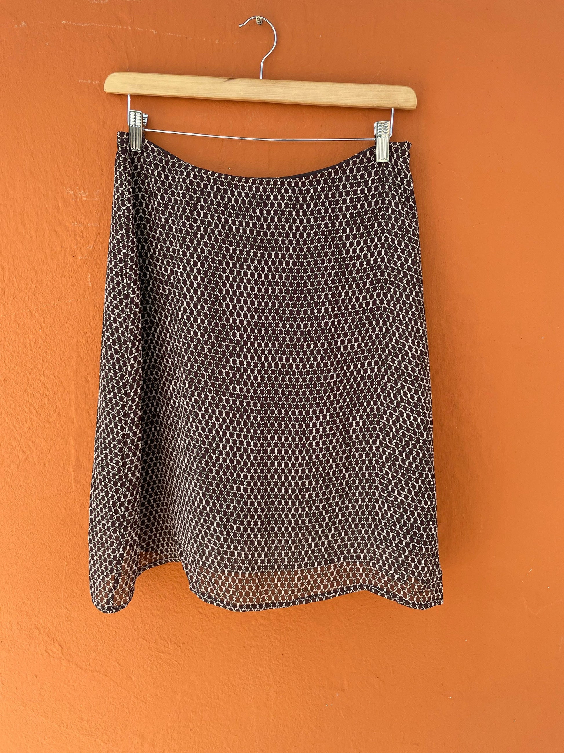 Vintage Andrea Maré lightweight summer skirt, Brown formal midi skirt, Italian Designer skirt, Loose A - line skirt