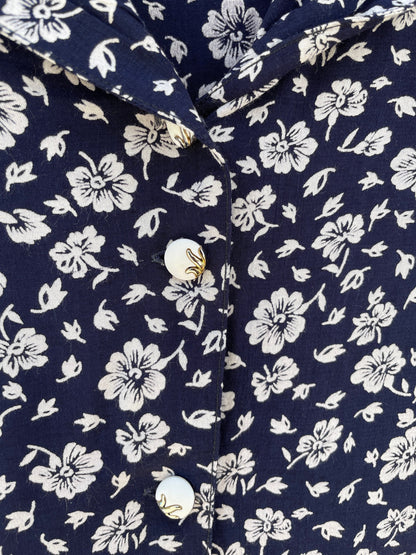 Vintage Blue Floral Cropped Blouse — additional view 10
