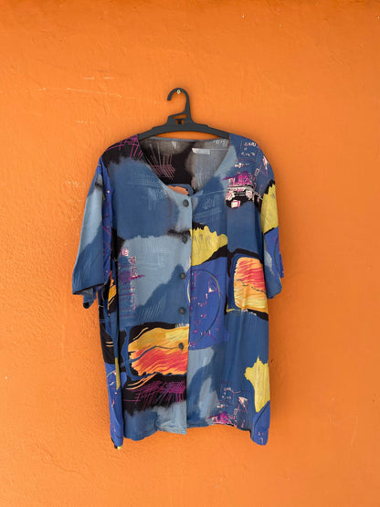 Vintage 80s Oversized Abstract Blouse — additional view 7