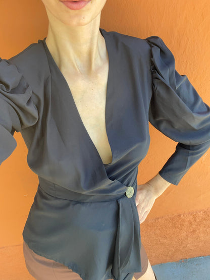 Black Vintage 80s Cocktail Blouse — additional view 6