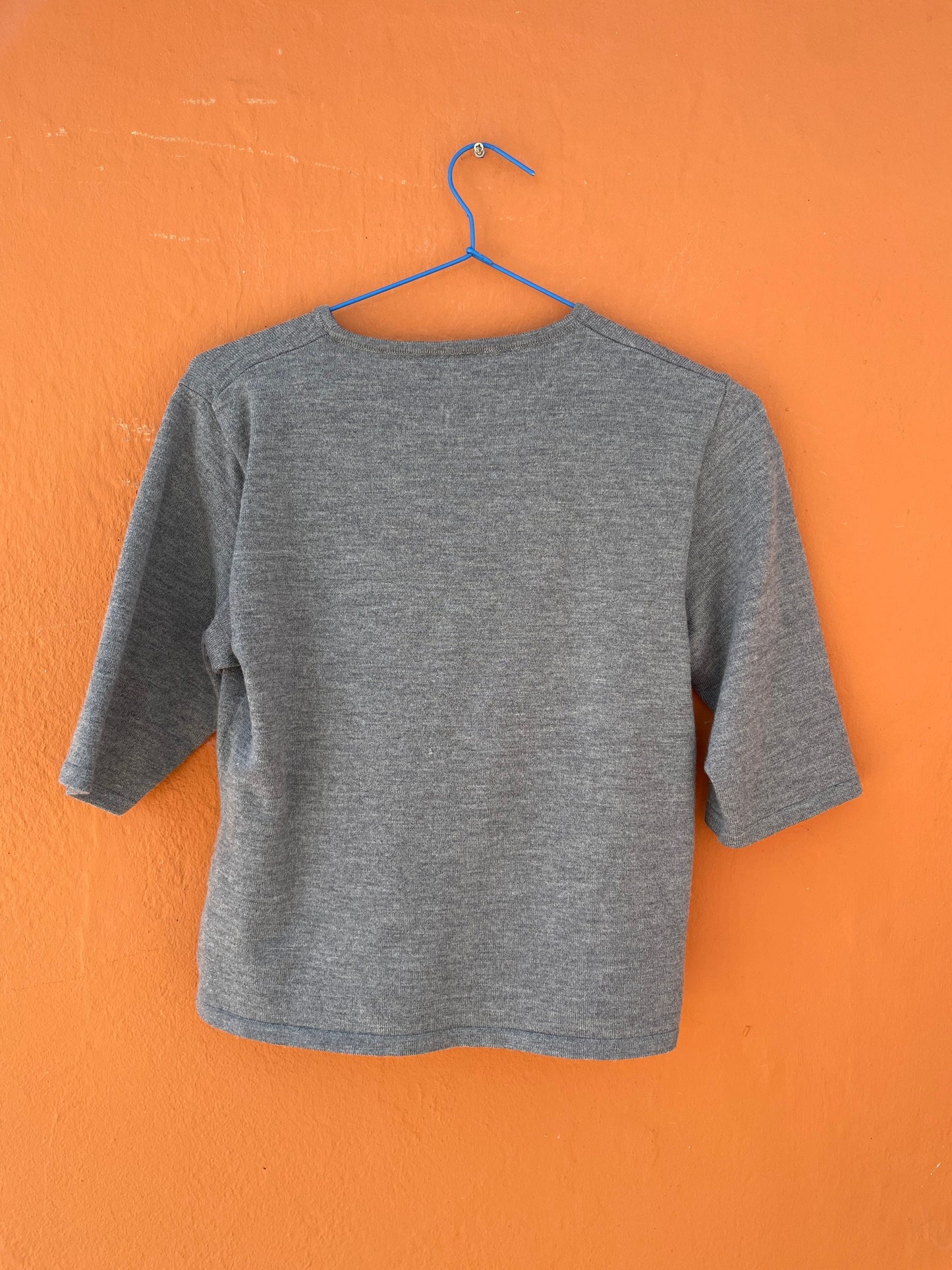 Wool Max Mara shirt, Grey vintage designer clothing, Made in Italy warm winter undershirt, Virgin wool woman top