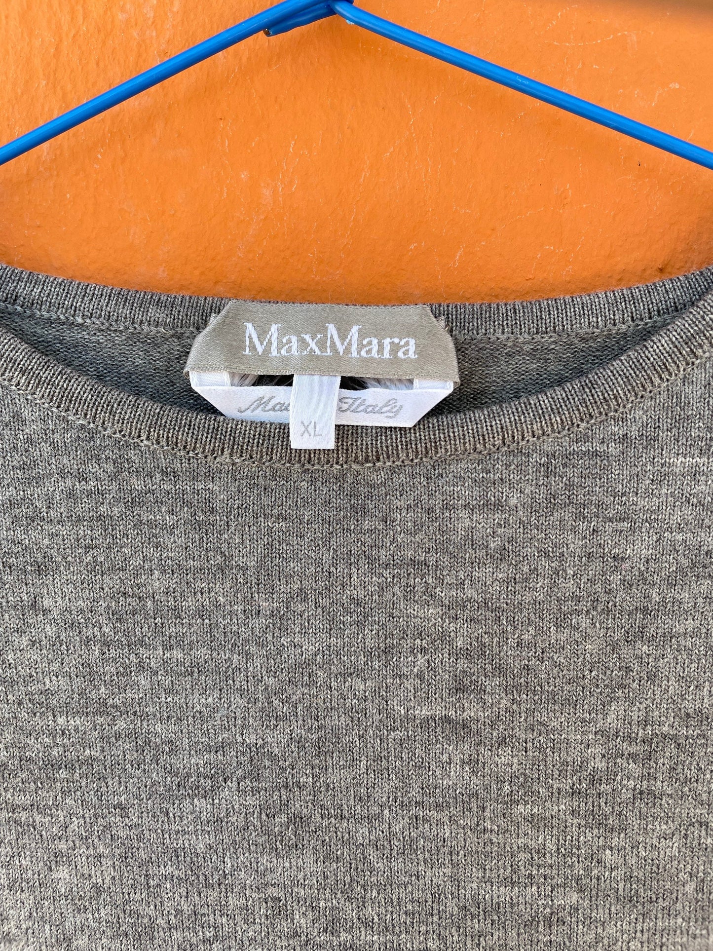 Wool Max Mara shirt, Grey vintage designer clothing, Made in Italy warm winter undershirt, Virgin wool woman top